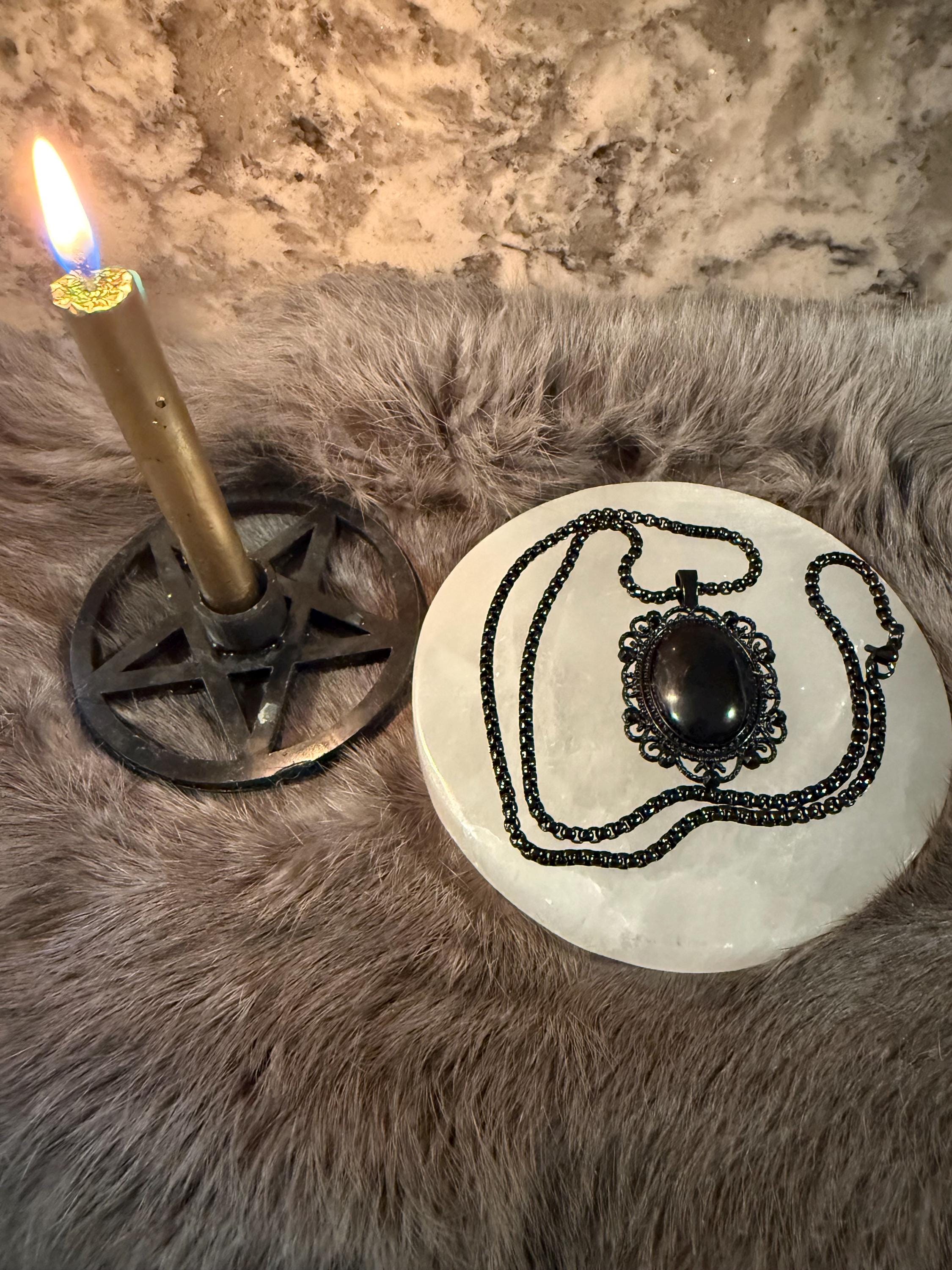 Scrying Mirror: Handcrafted Miniature Pendant Necklace