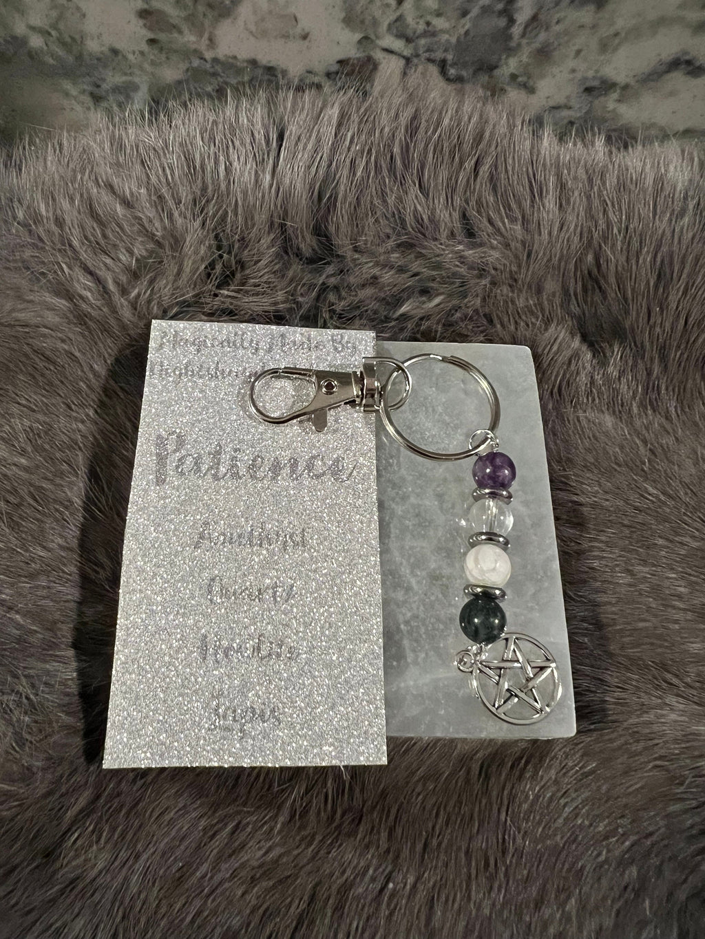 Gemstone Manifestation Keychain: Witchy Intention Charm