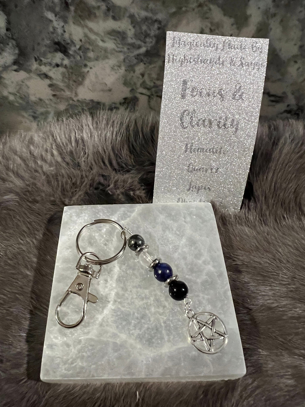 Gemstone Manifestation Keychain: Witchy Intention Charm