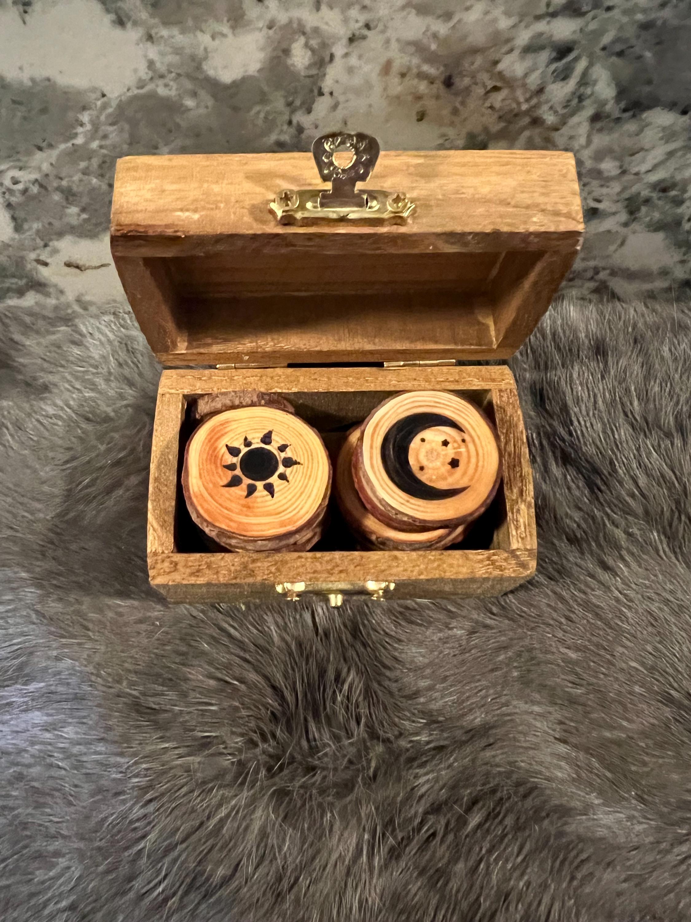 Wood Witch Rune Set – Custom Pyrography Divination with Box