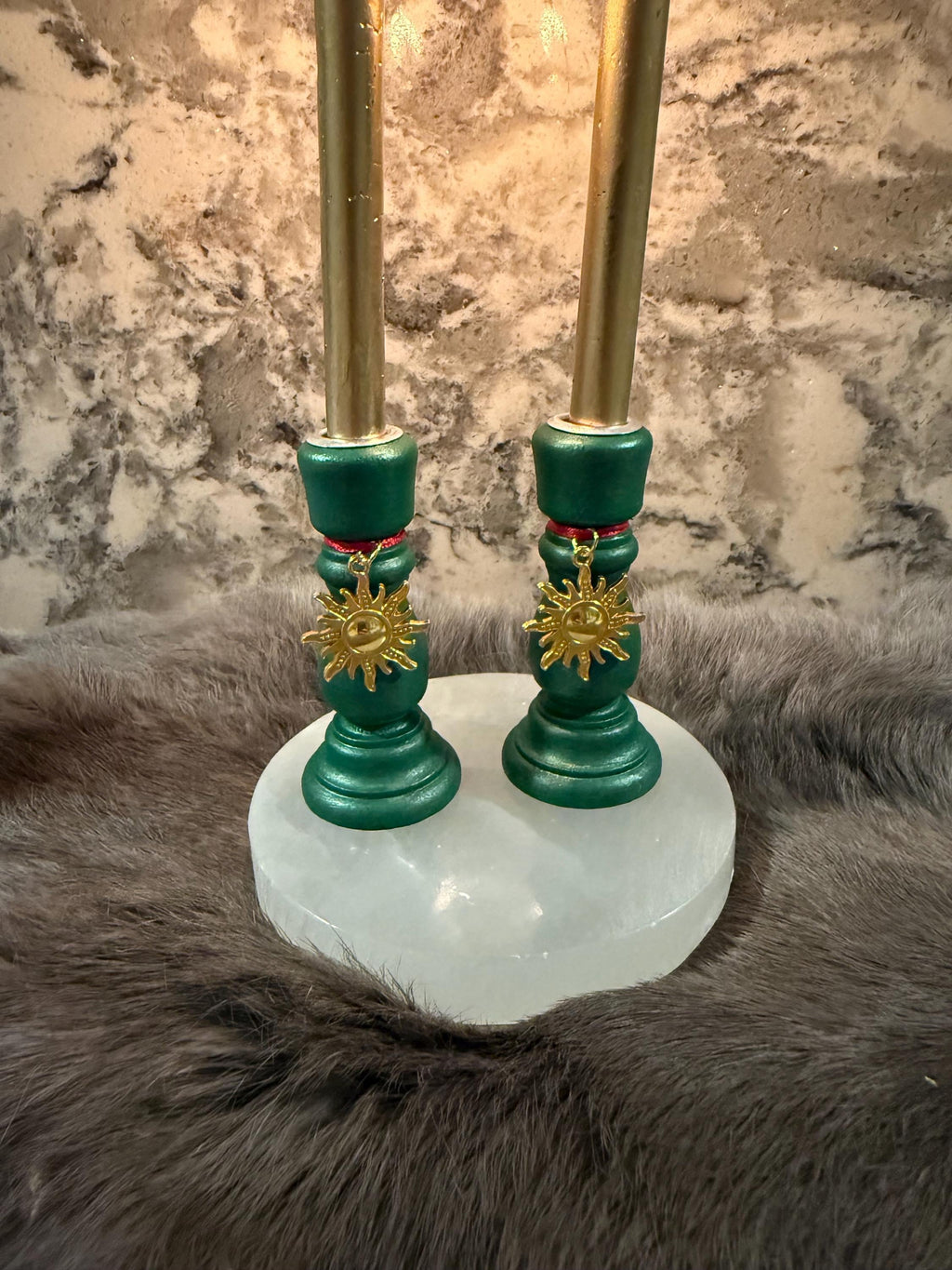 Wooden Yule Chime Candle Holder: Limited Edition Chime Candle Holder With Golden Sun Charm
