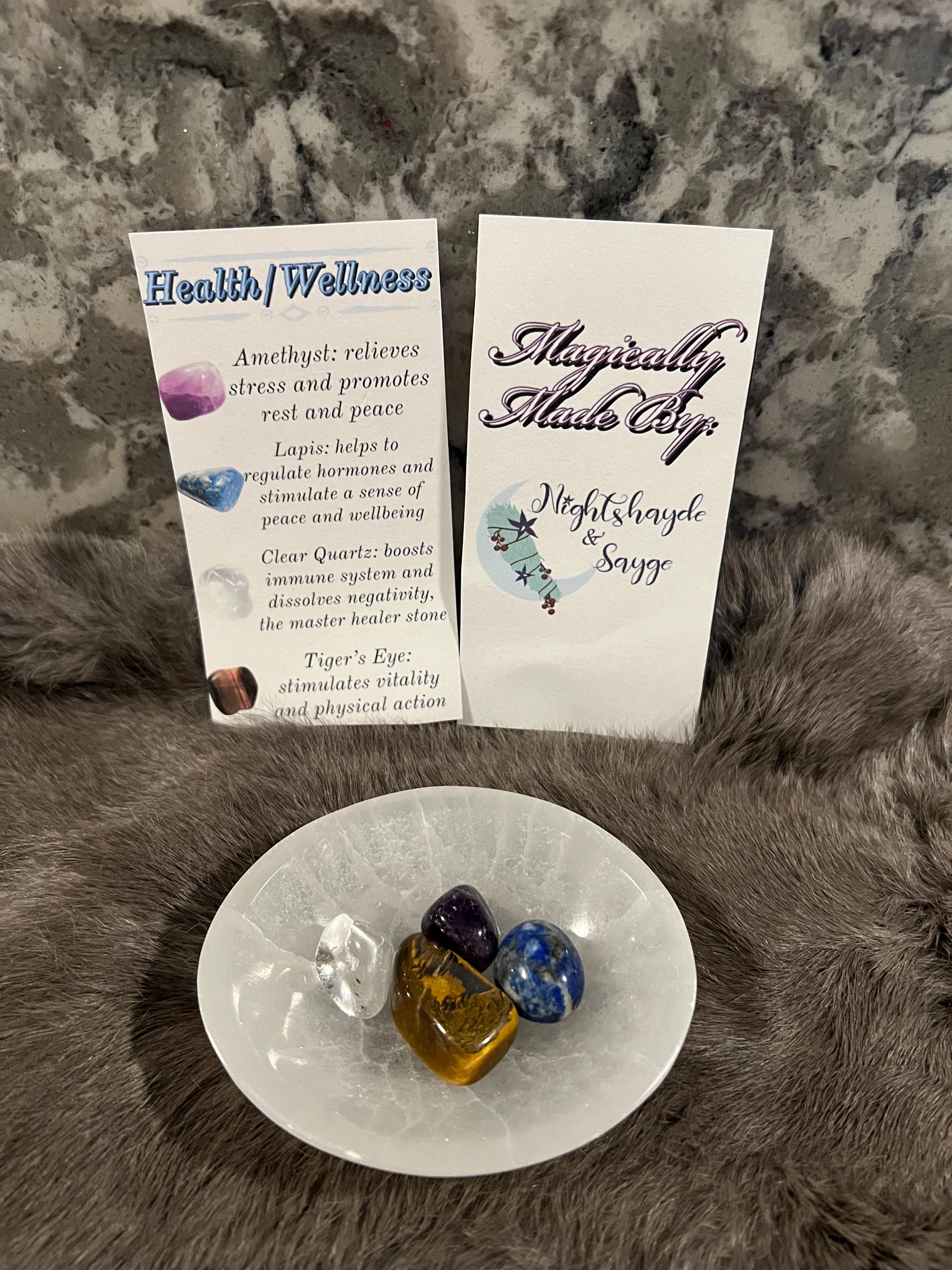 Health & Wellness Gemstone Kit: Tumbled Amethyst, Lapis, Quartz, Tiger's Eye