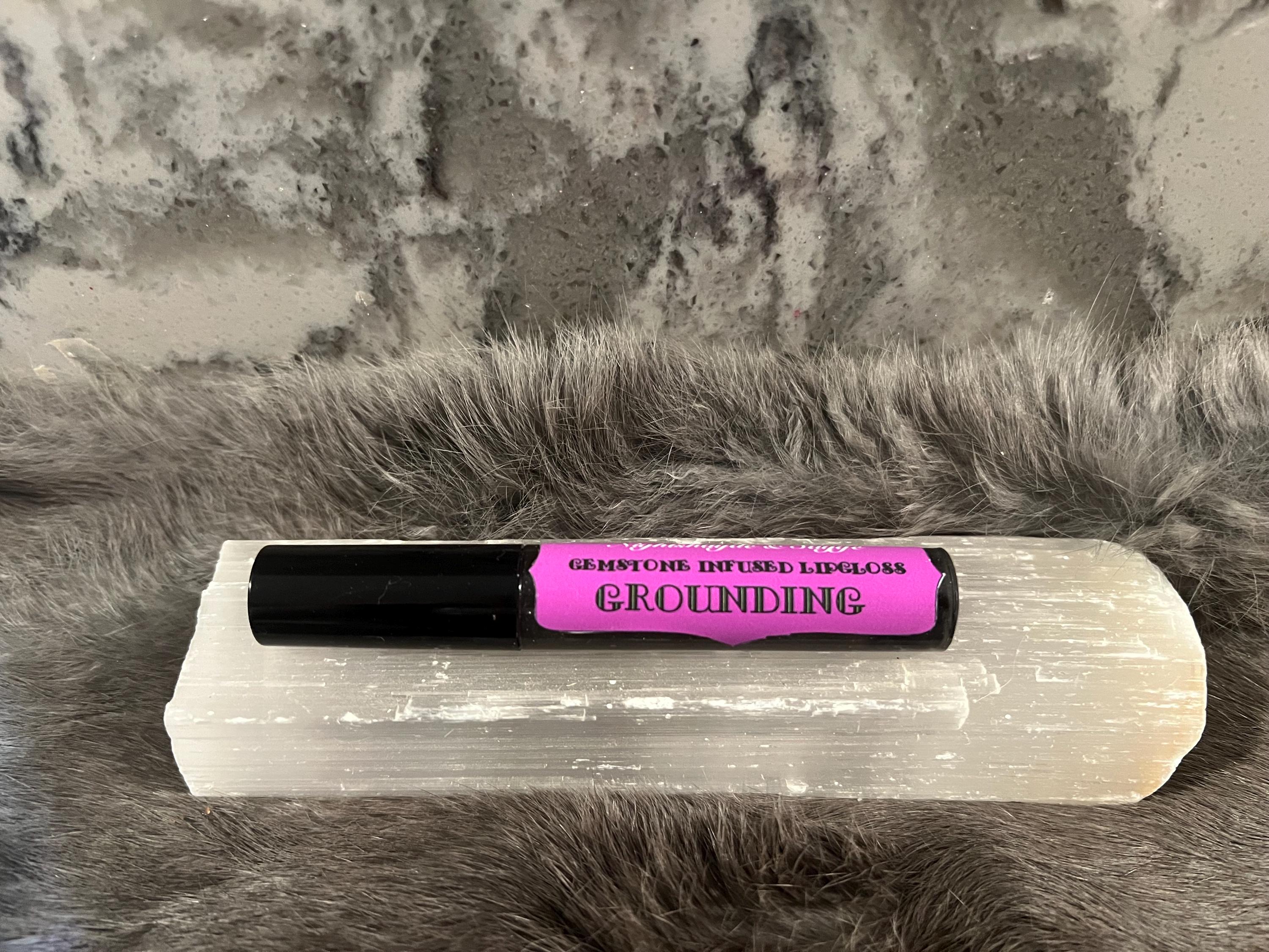 Witchy Grounding Lip Gloss: Black Obsidian Gemstone Infused, Vegan