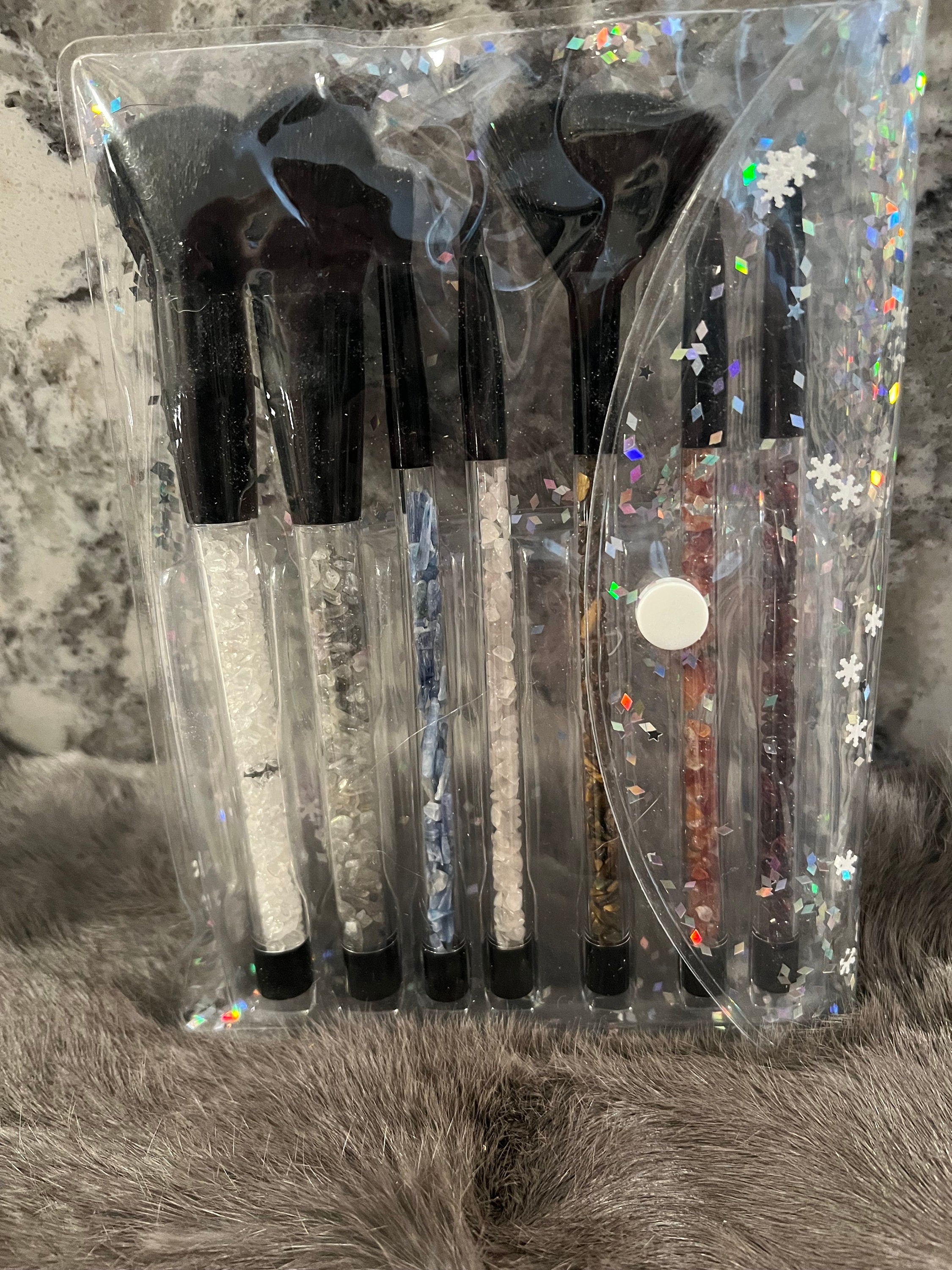 Gemstone Makeup Brush Set: Chakra Crystal Brushes, Witchy Gift
