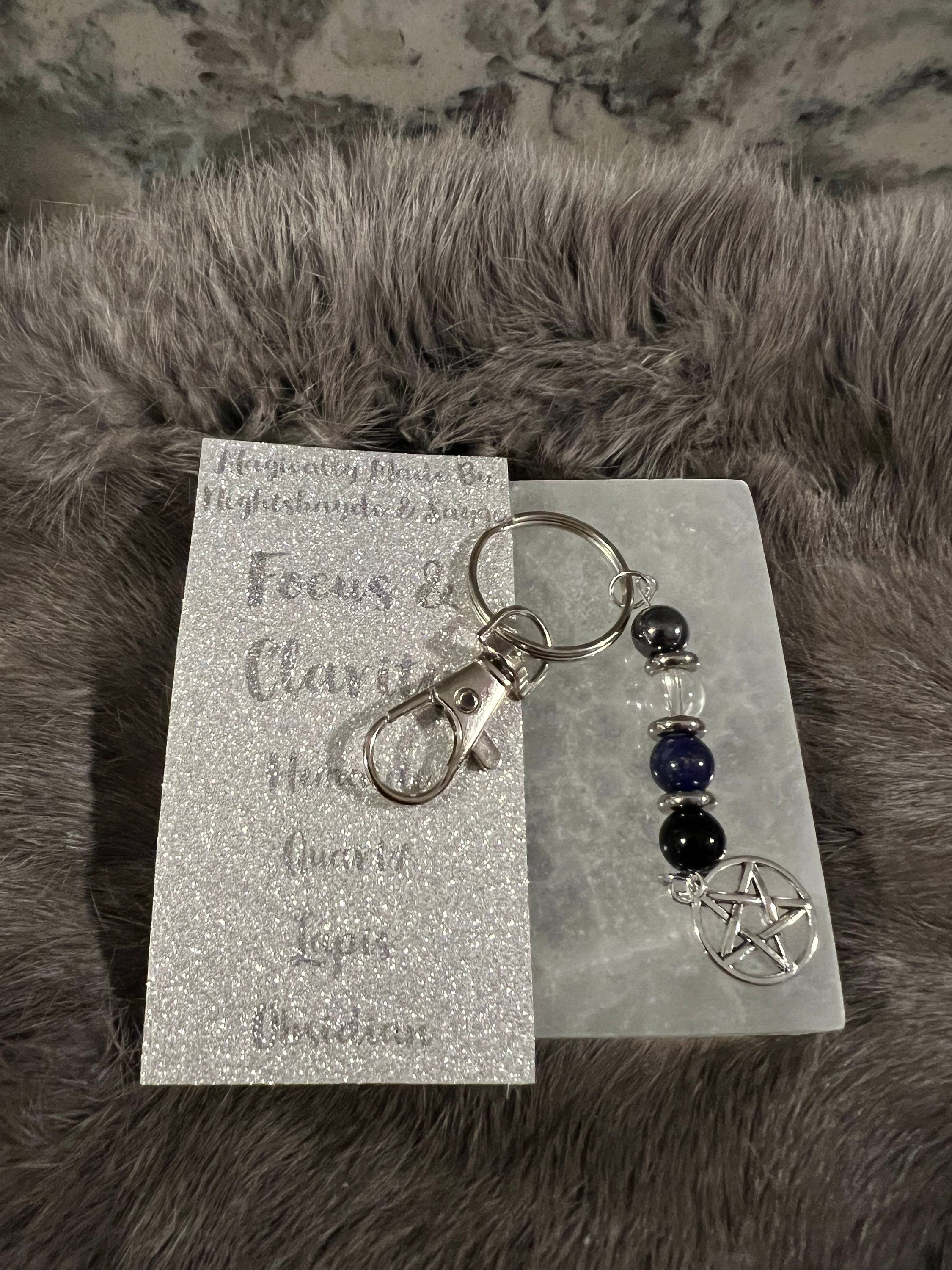Gemstone Manifestation Keychain: Witchy Intention Charm
