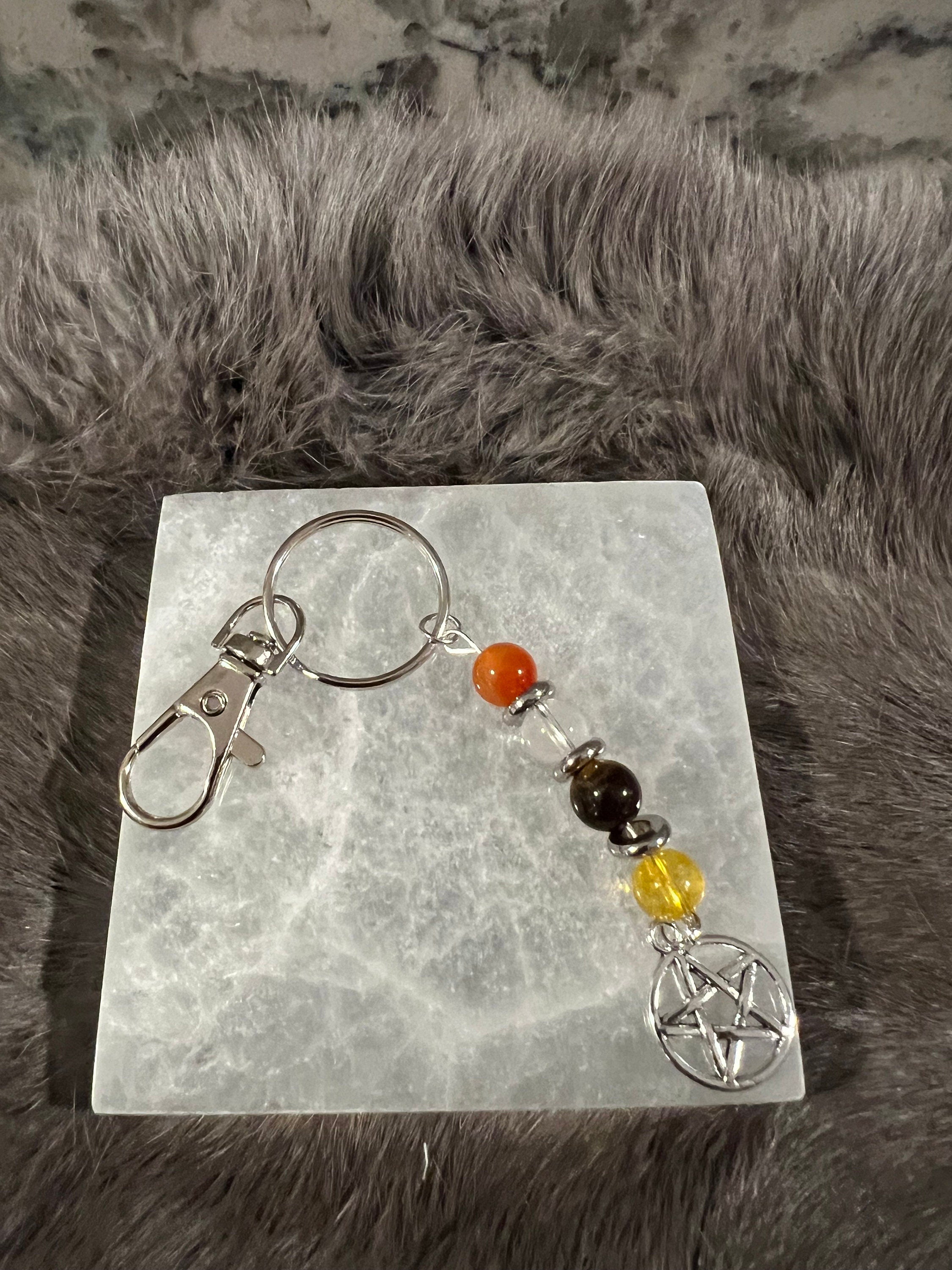 Gemstone Manifestation Keychain: Witchy Intention Charm