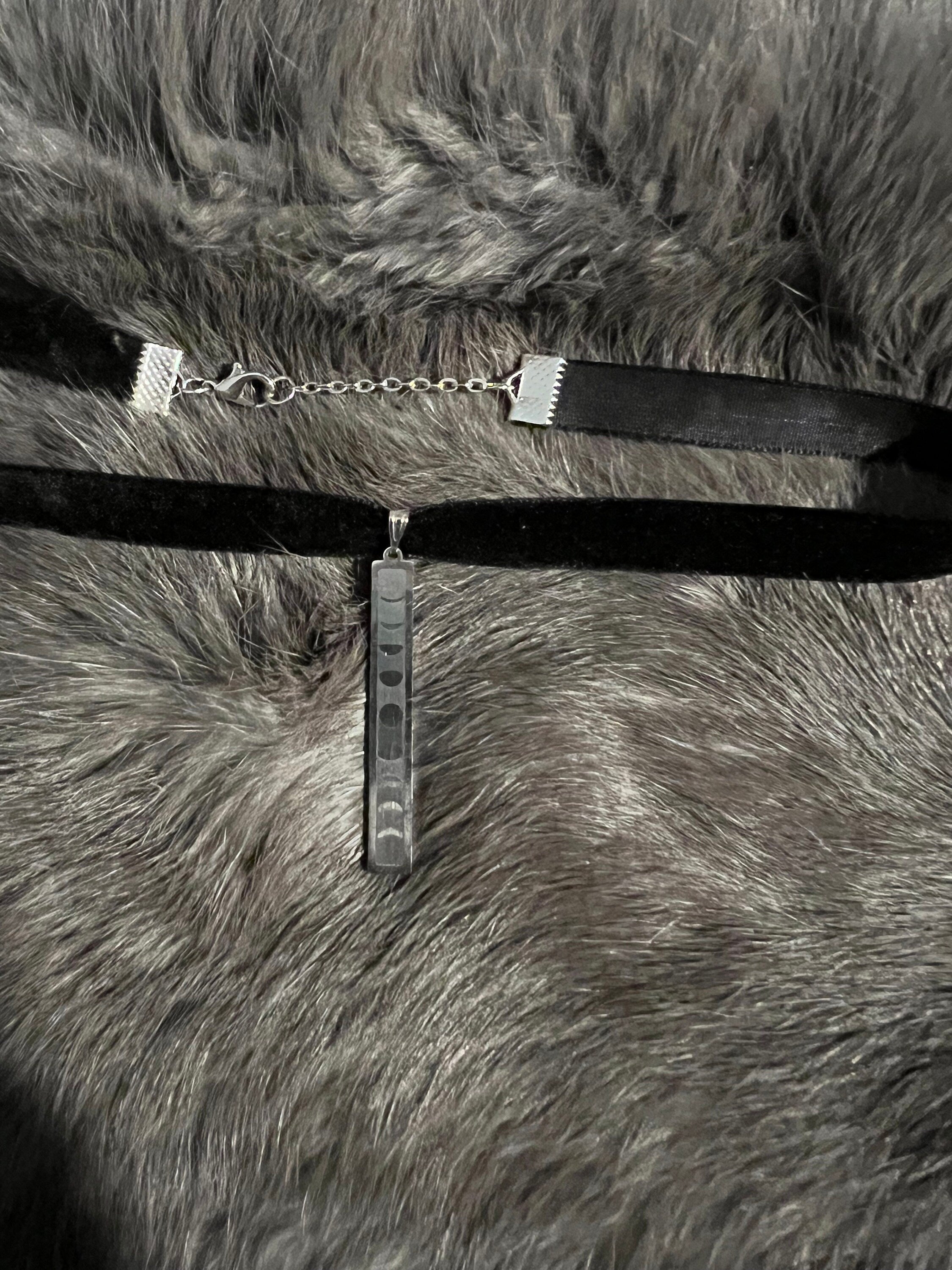 Moon Phases Pendant: Witchy Velvet Choker Necklace