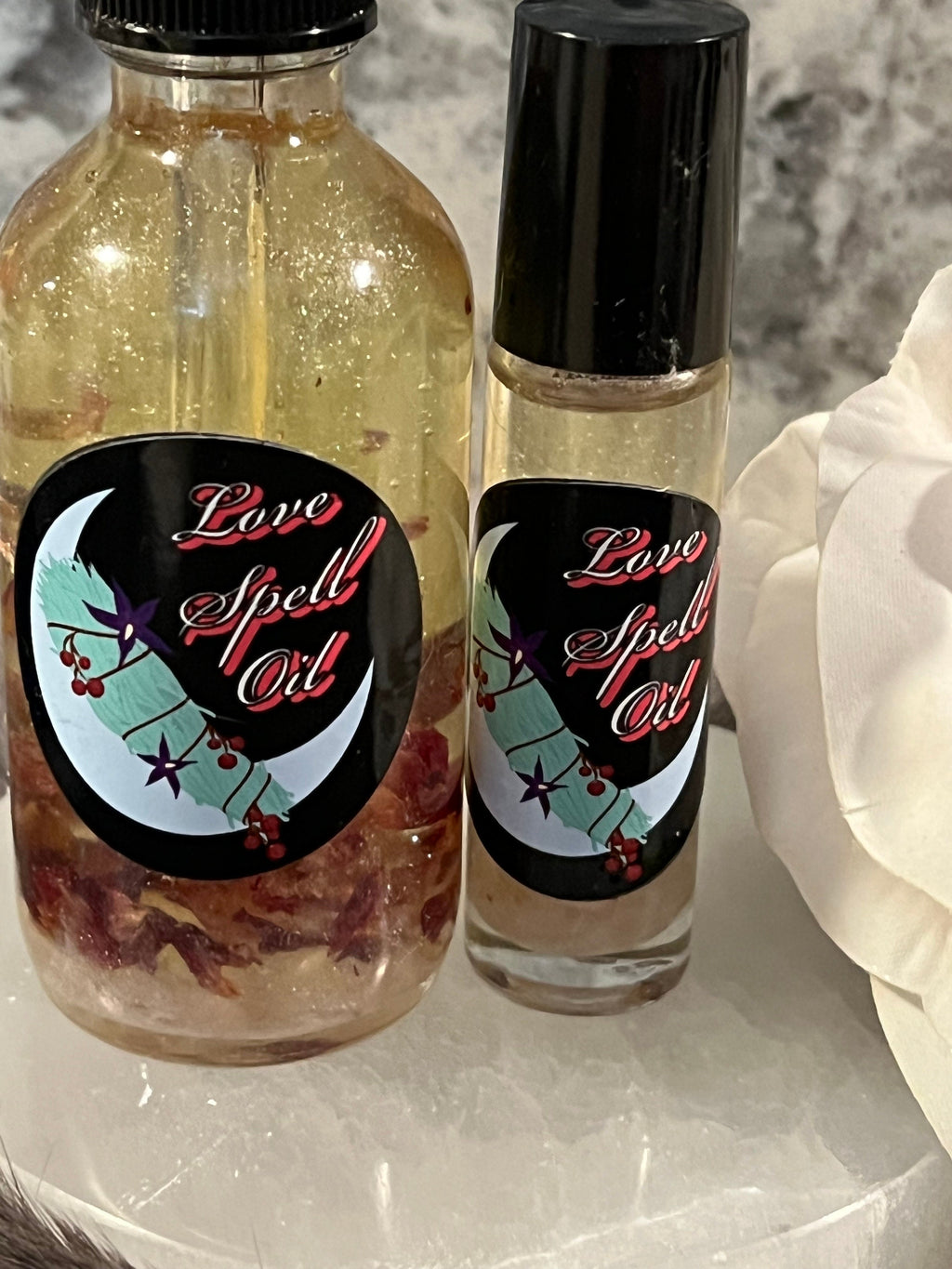Rose Quartz Love Spell Oil – Herb Infused Attraction Oil