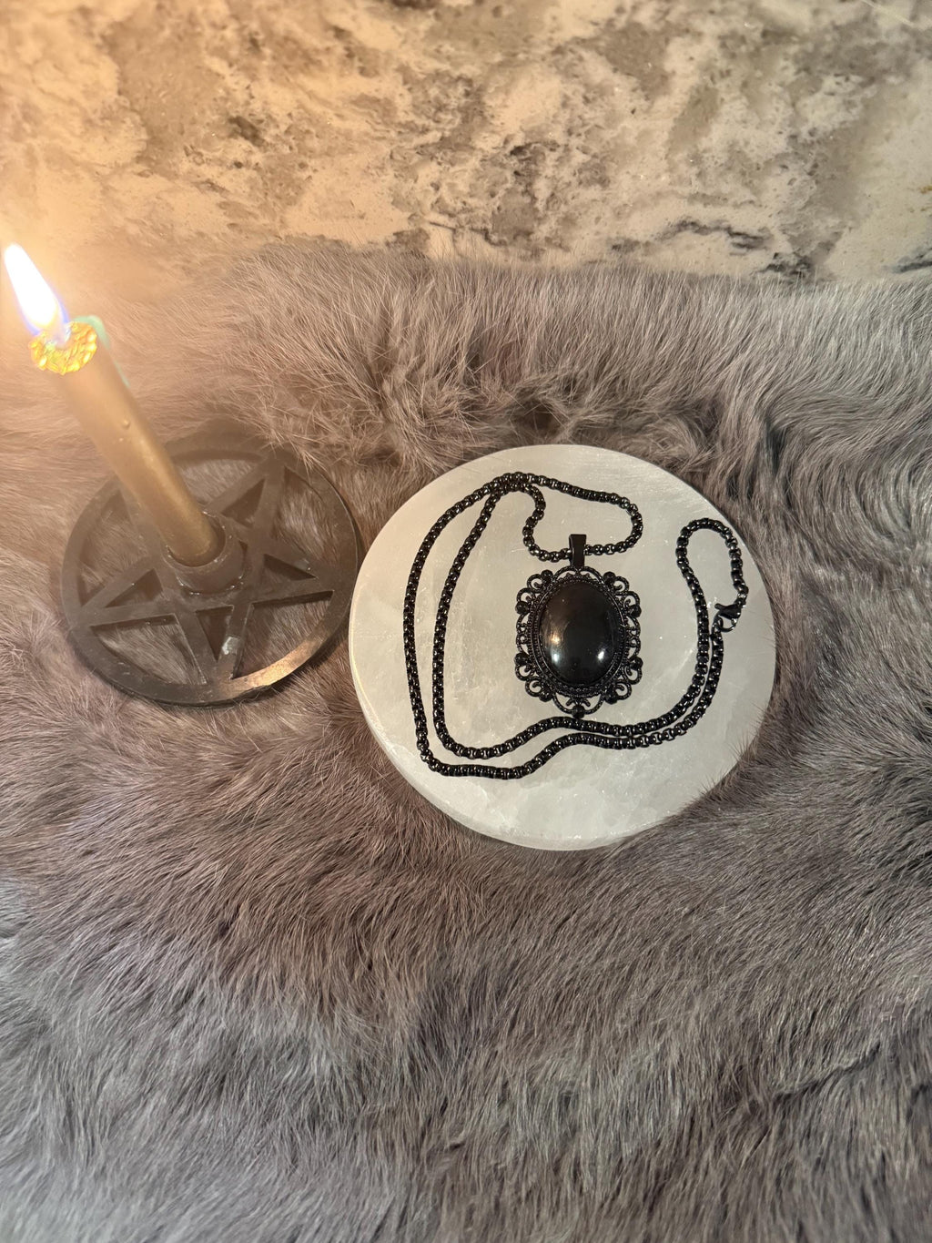 Scrying Mirror: Handcrafted Miniature Pendant Necklace