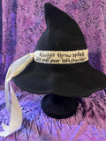 Practical Magic Witch Hat: Black Knit Hat with Linen Band
