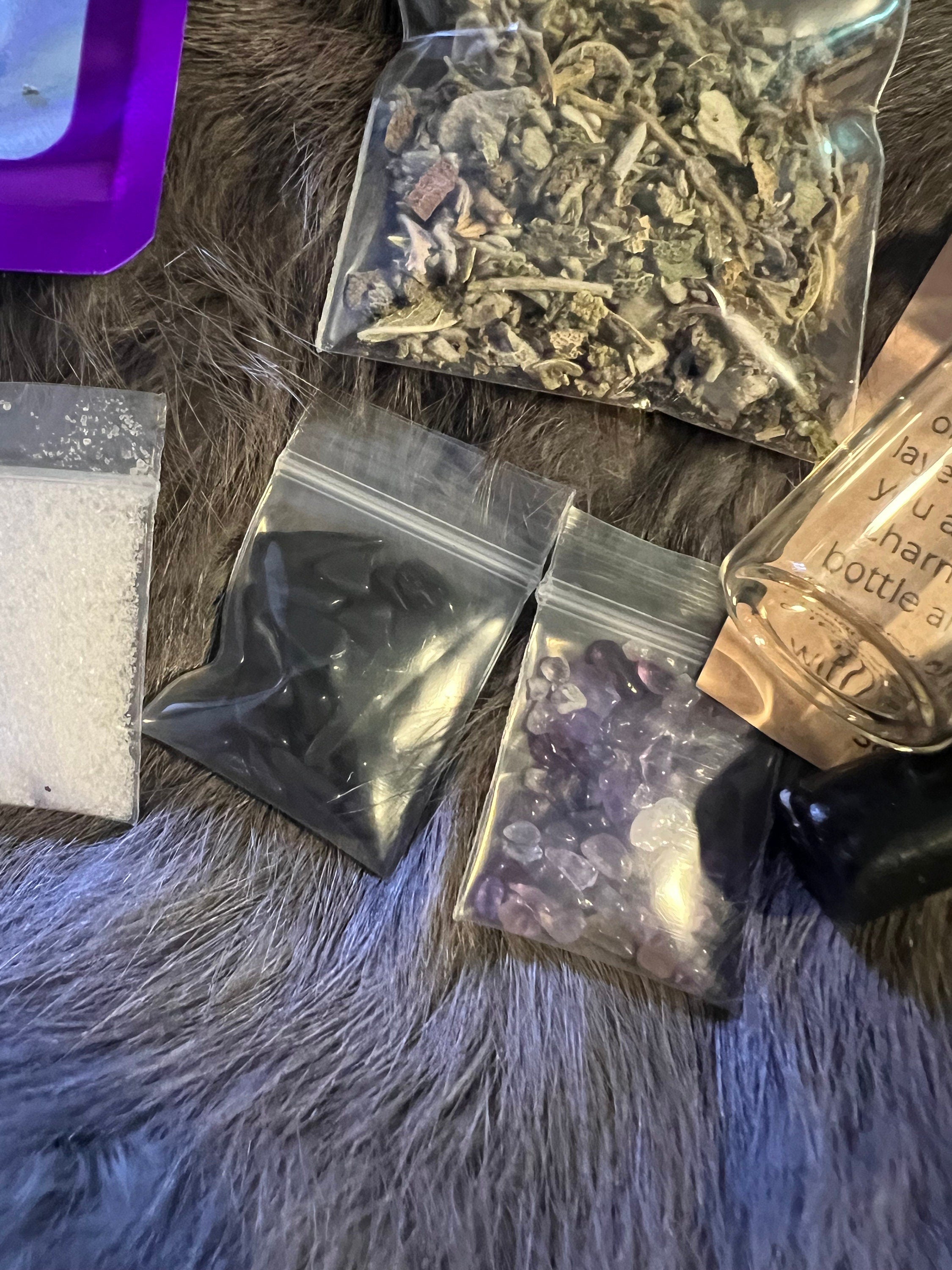 DIY Protection Spell Jar Kit: Herbs, Crystals, Charm Bottle