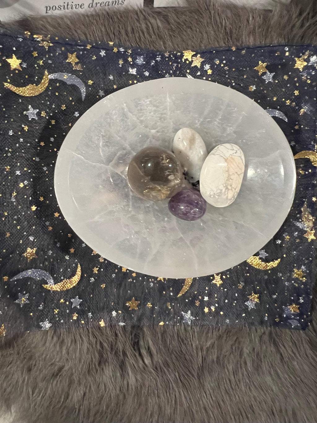 Sleep Crystal Kit: Amethyst, Howlite, Quartz & Moonstone Tumbles