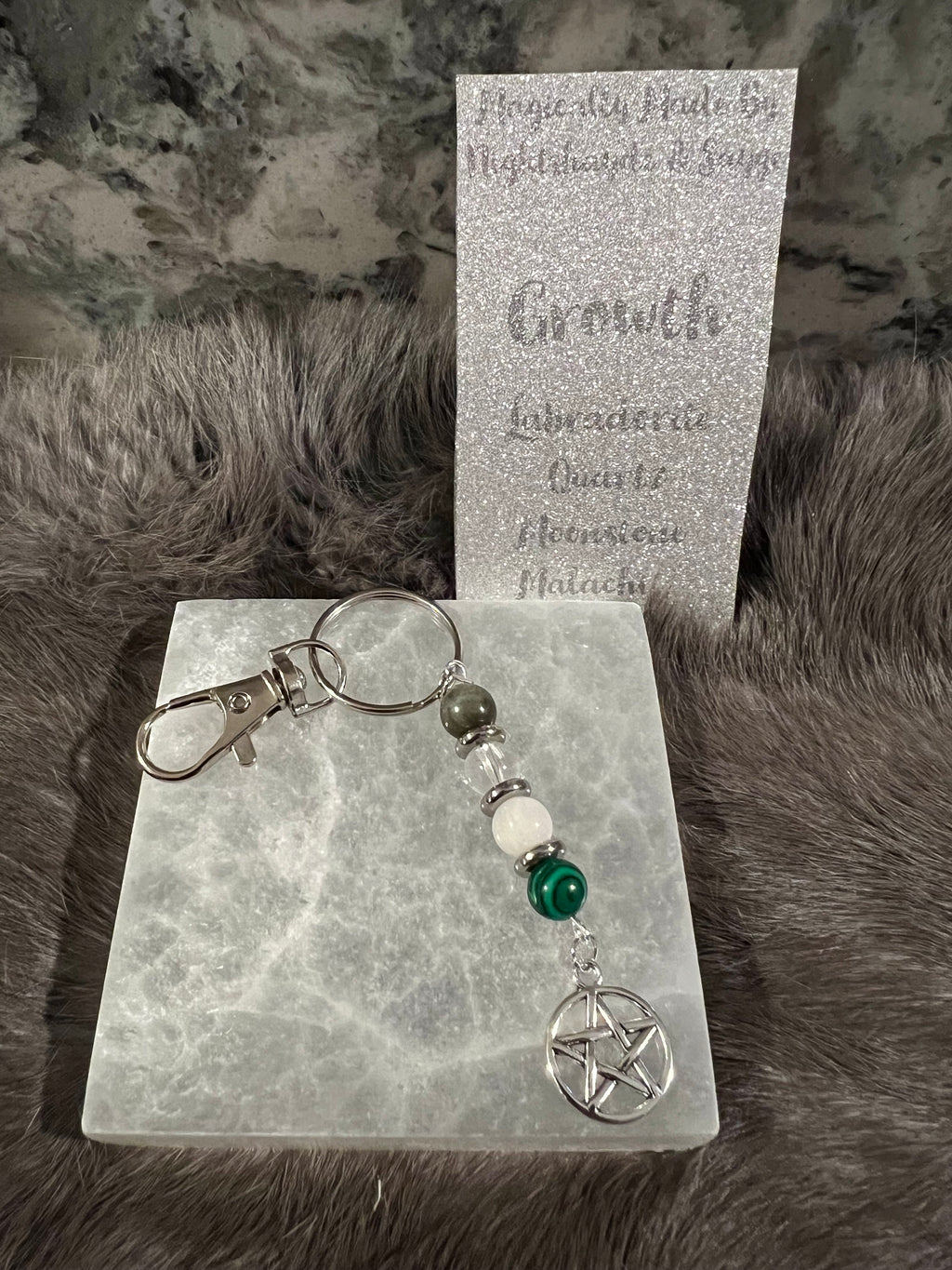 Gemstone Manifestation Keychain: Witchy Intention Charm