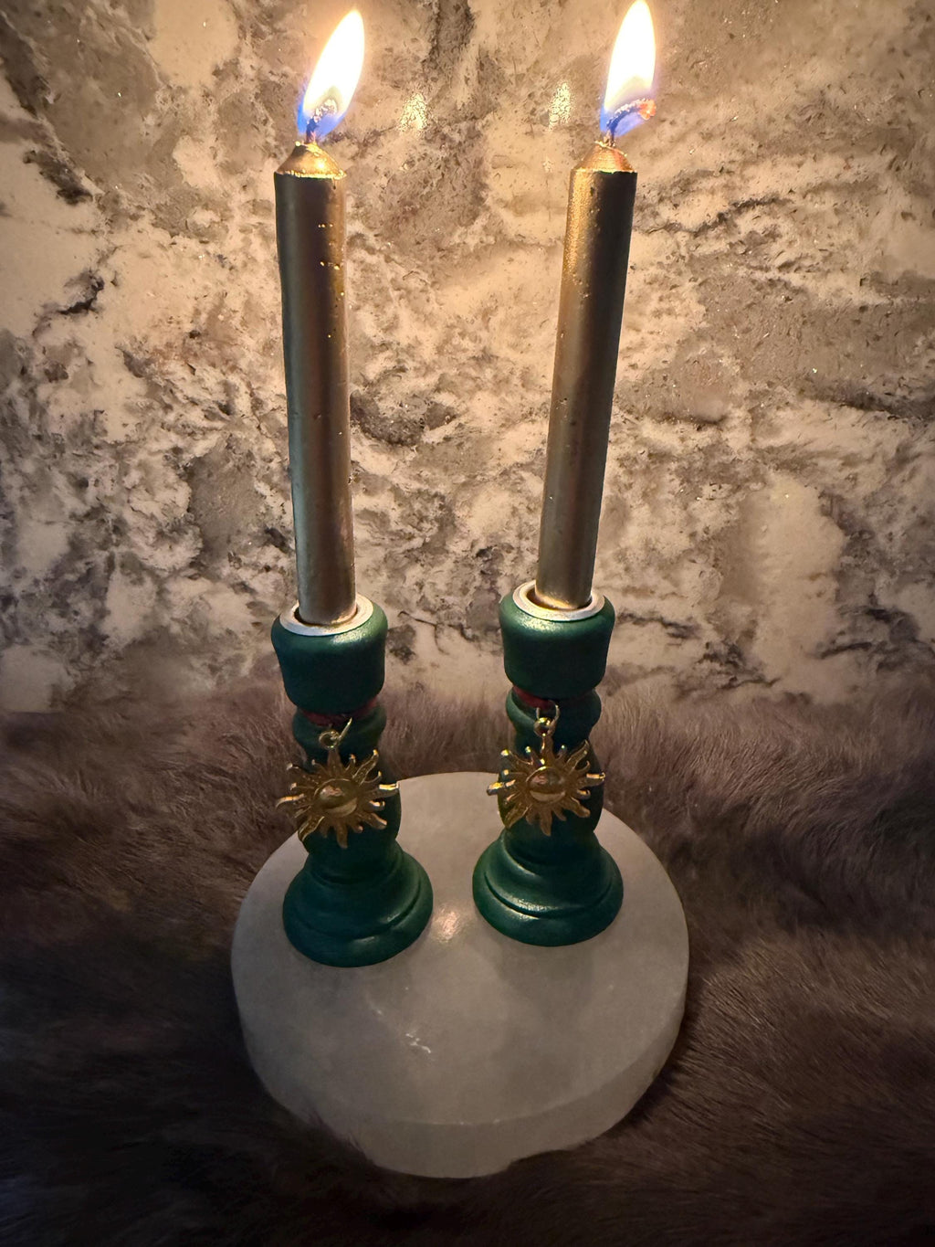 Wooden Yule Chime Candle Holder: Limited Edition Chime Candle Holder With Golden Sun Charm