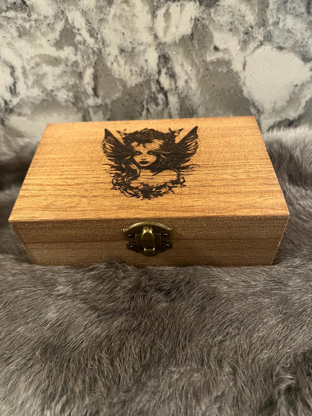 Etched Wood Tarot Card Box: Altar Box (6x3.8 inches)