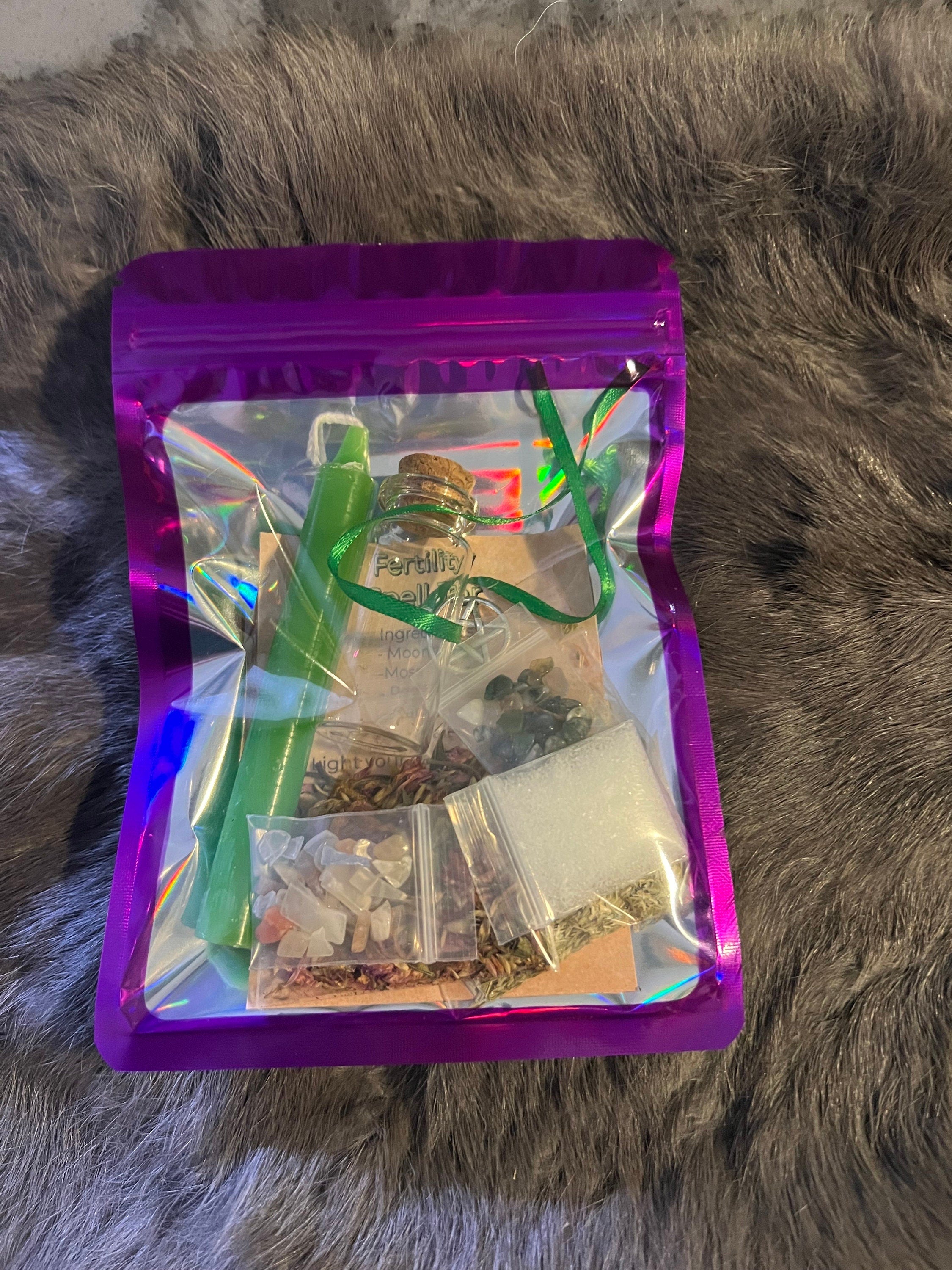 Fertility Spell Jar DIY Kit: Moonstone, Herbs, Charm Bottle