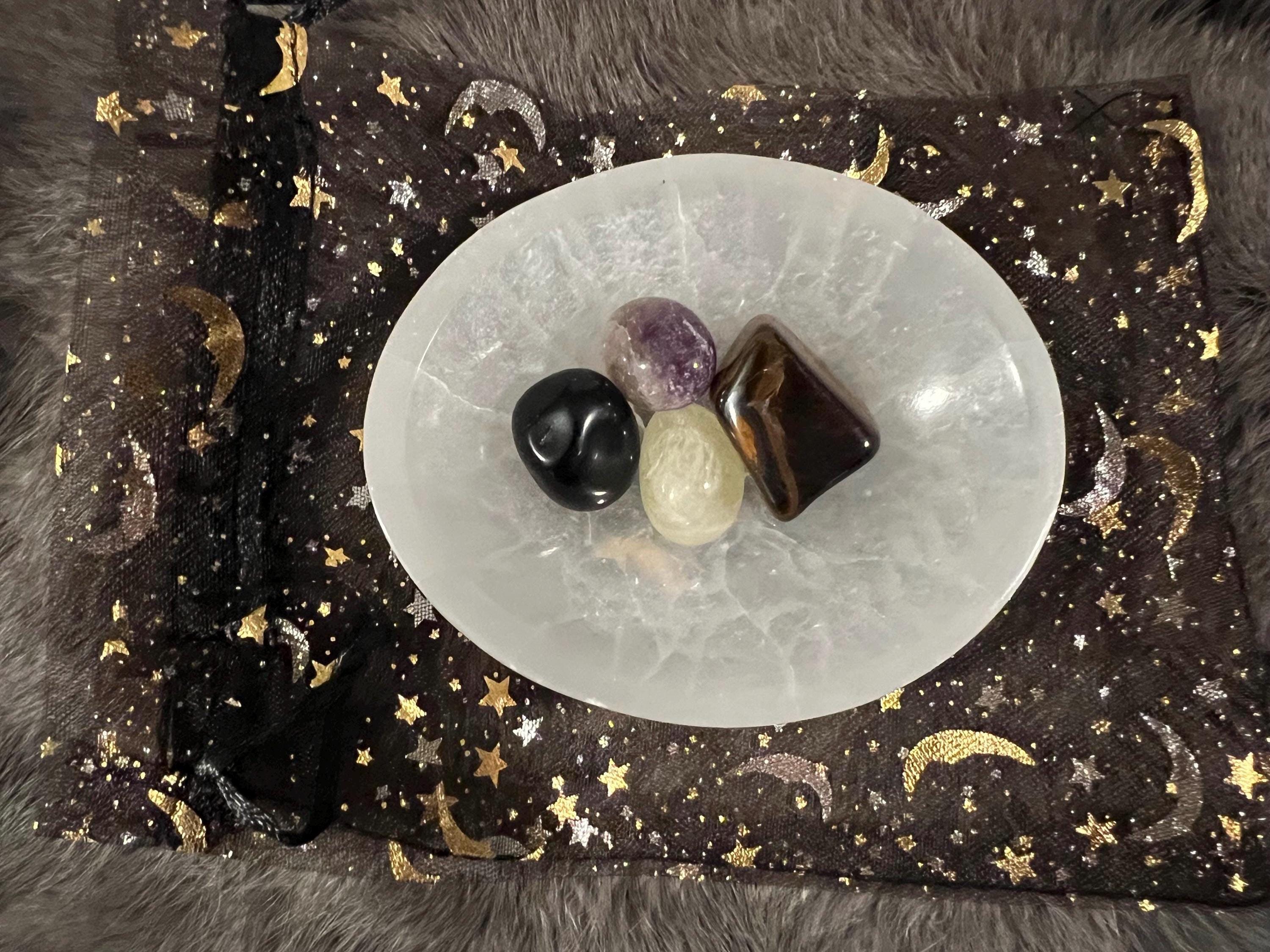 Protection Gemstone Kit: Tumbled Obsidian, Amethyst, Tiger's Eye, Citrine
