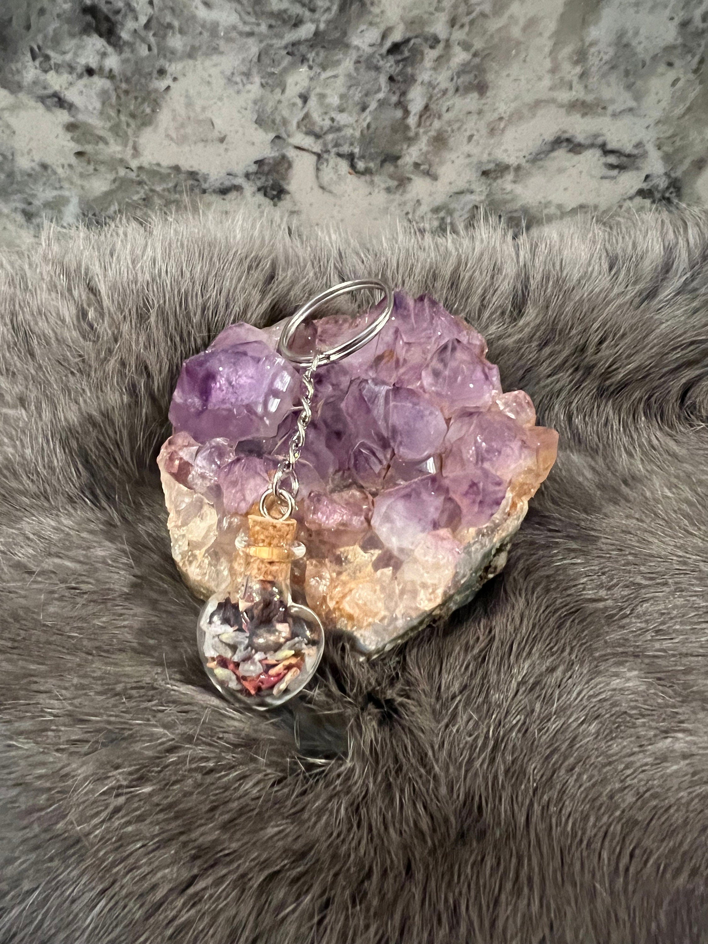 Handcrafted Spell Jar Keychain: Intention Bottle Charm