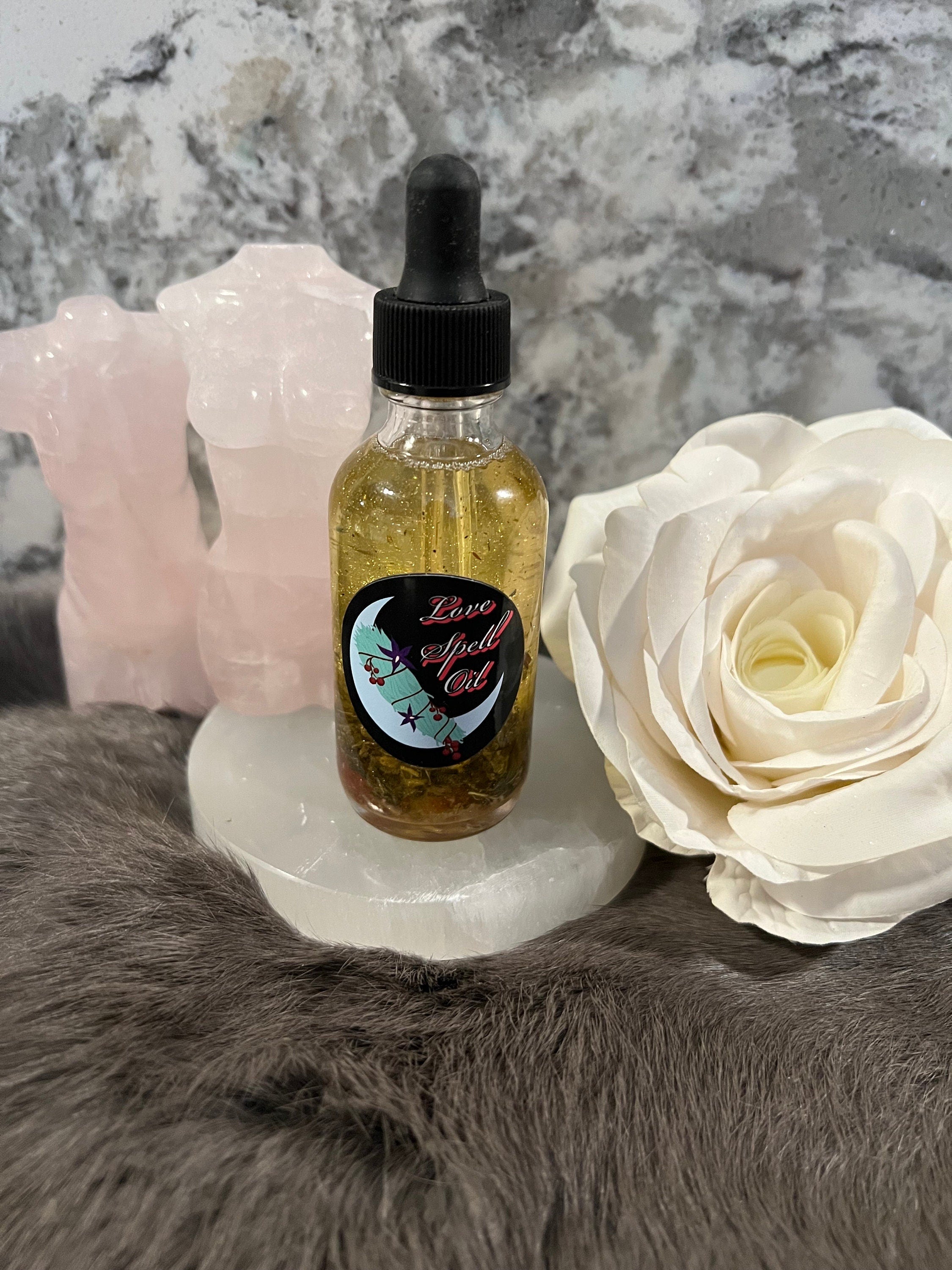 Love Spell Oil: Herb Infused Attraction Oil with Rose & Carnelian