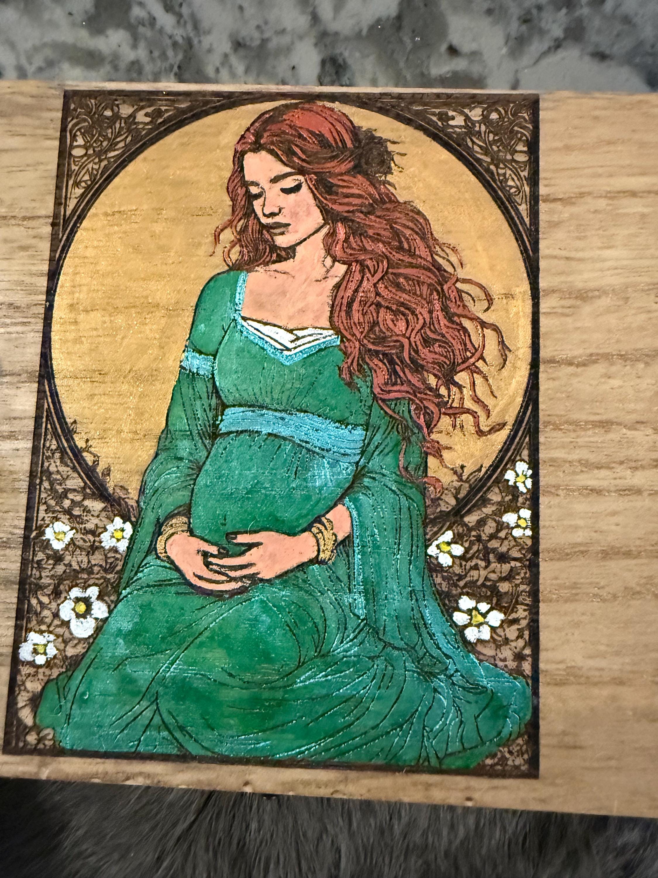 Brighid Altar Box: Handcrafted Celtic Goddess Wood-Burned Altar