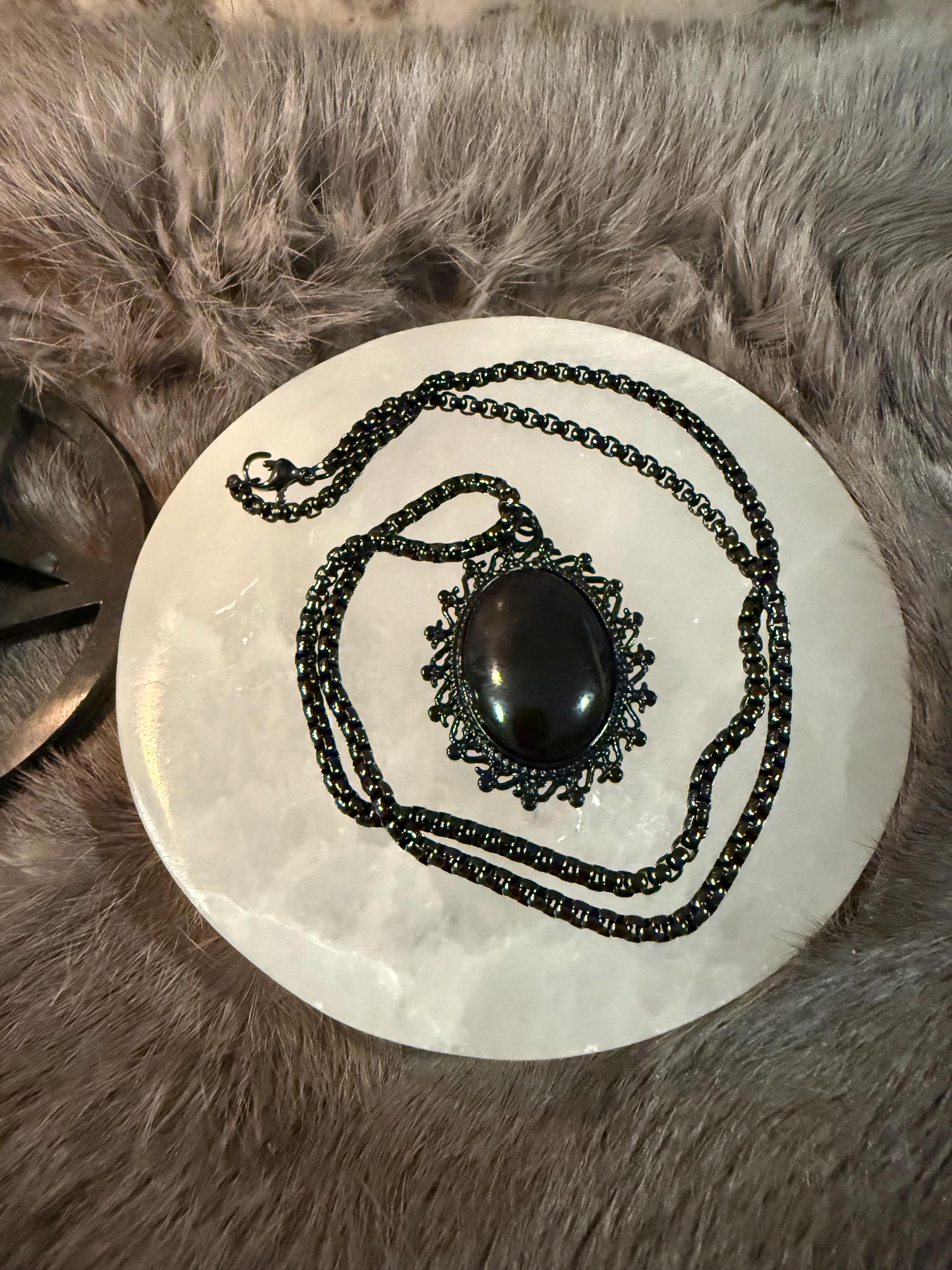 Scrying Mirror: Handcrafted Miniature Pendant Necklace