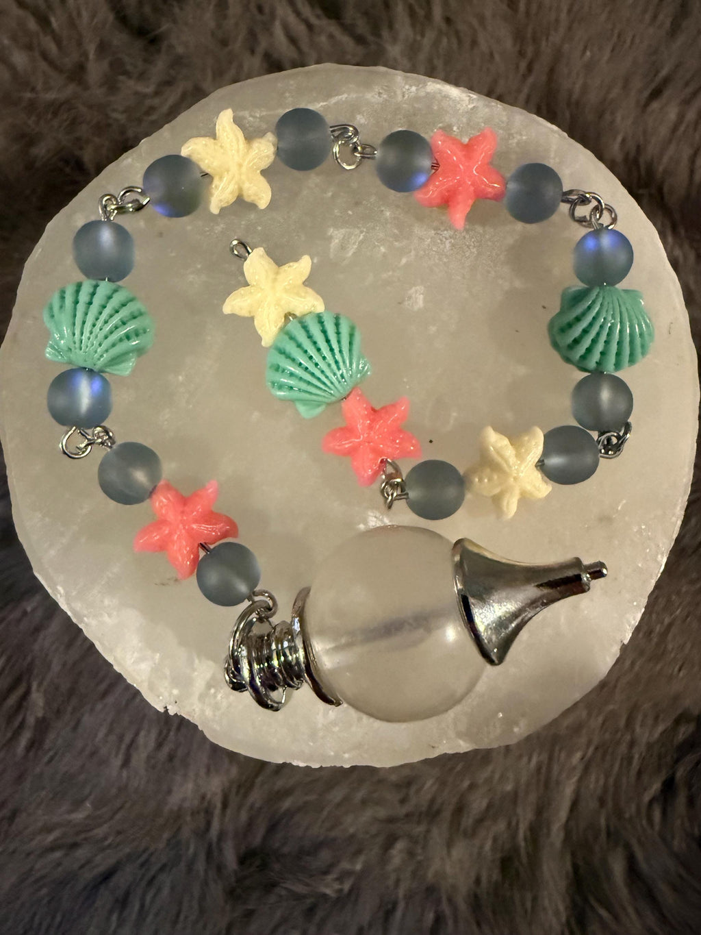 Clear Quartz Divination Pendulum: Mermaid Beaded Scrying Tool