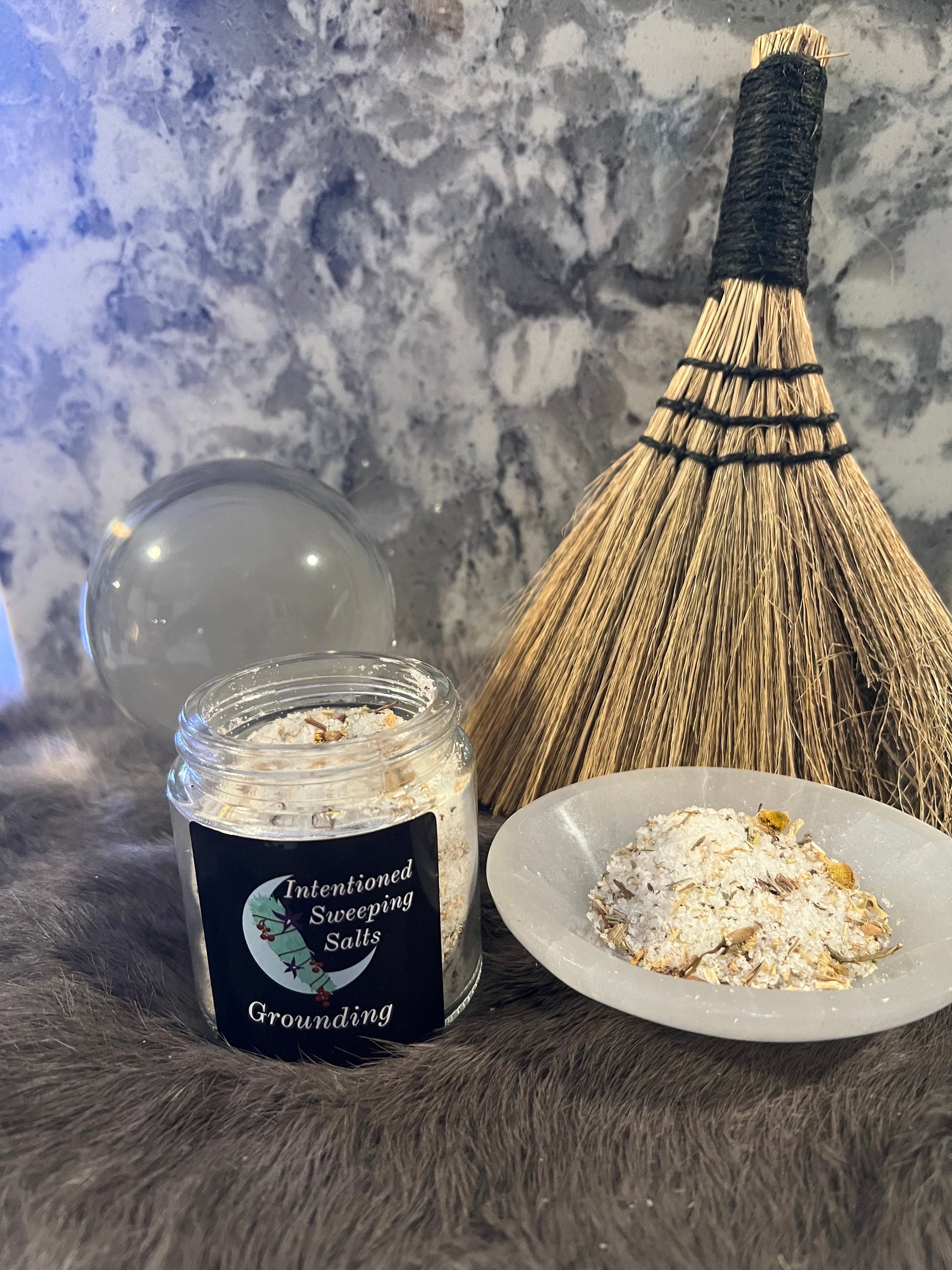 Herbal Sweeping Salts: Cleansing Ritual, Grounding, Witchy Home - 4oz