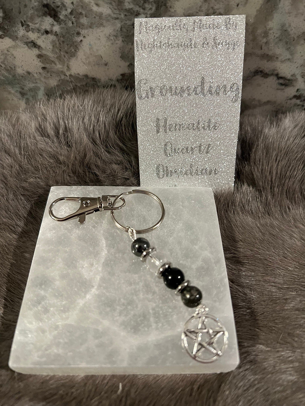 Gemstone Manifestation Keychain: Witchy Intention Charm