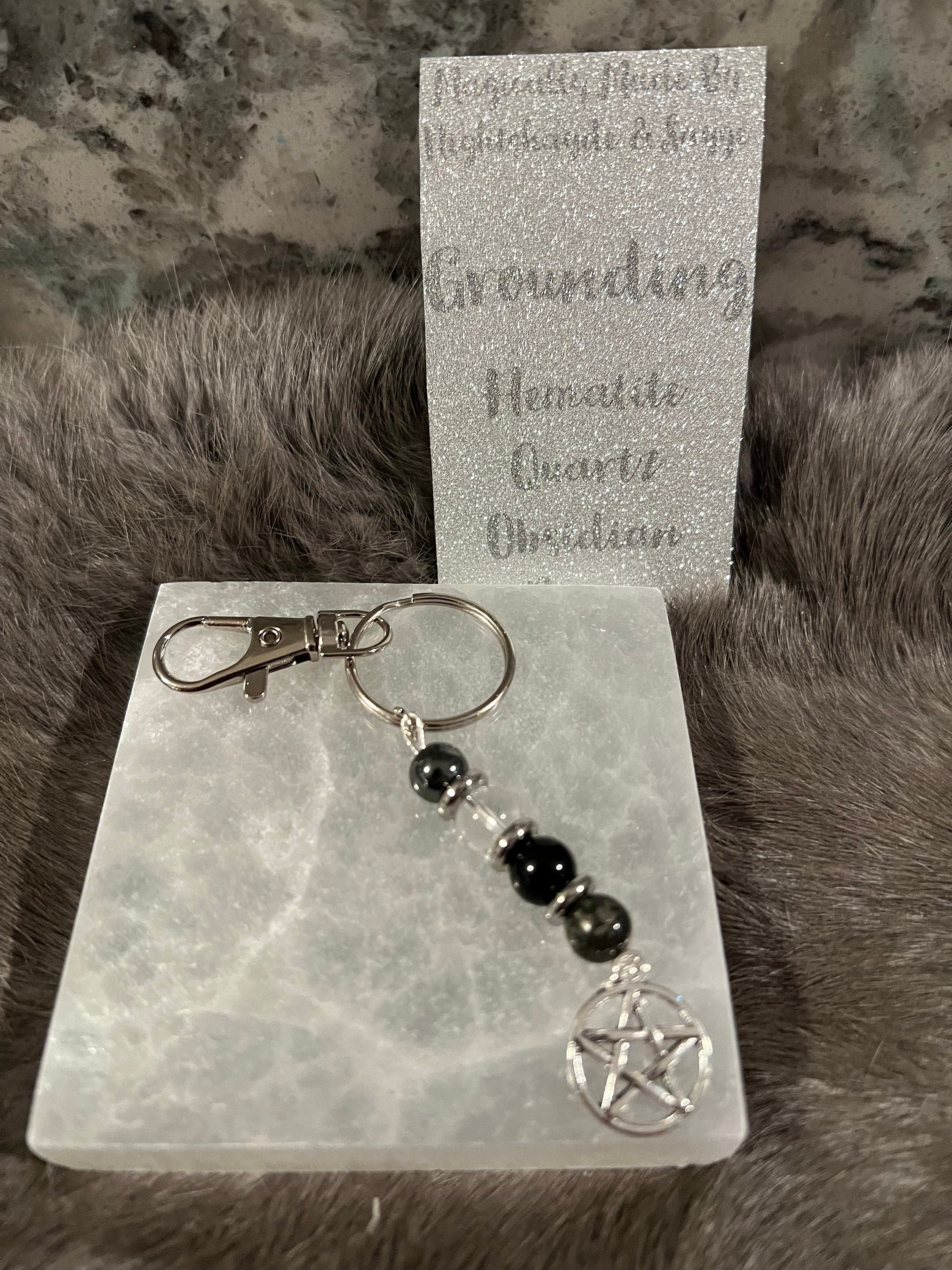 Gemstone Manifestation Keychain: Witchy Intention Charm