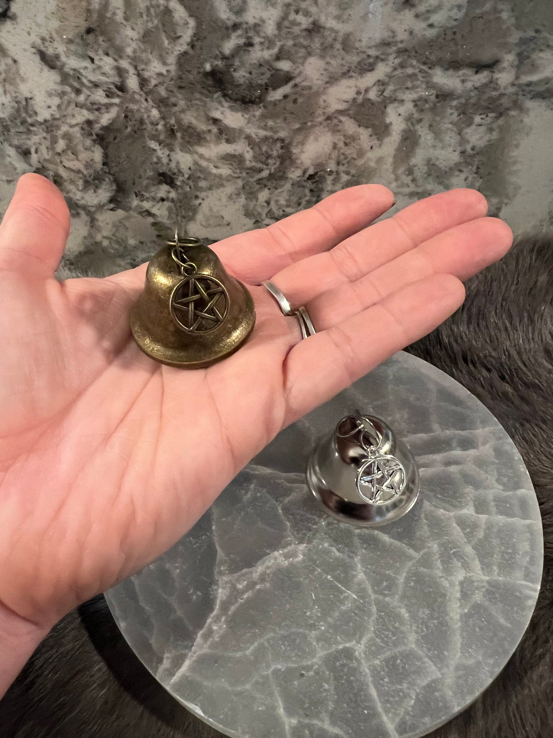 Large Altar Bell with Pentacle Charm - Witchcraft Tool