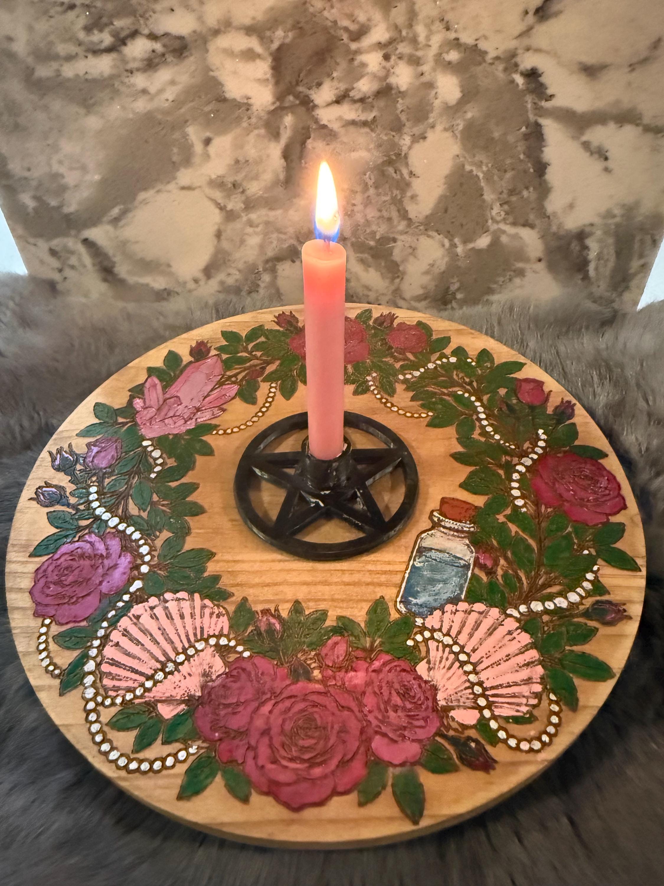 Aphrodite Altar Table – Hand-Painted Wood Dais for Rituals