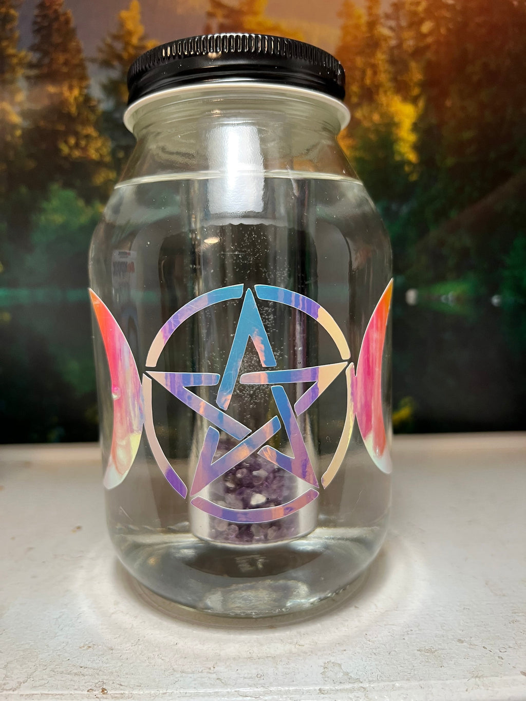 Moon Water Jar: Gemstone Infusion Vessel, Witchcraft Altar Decor