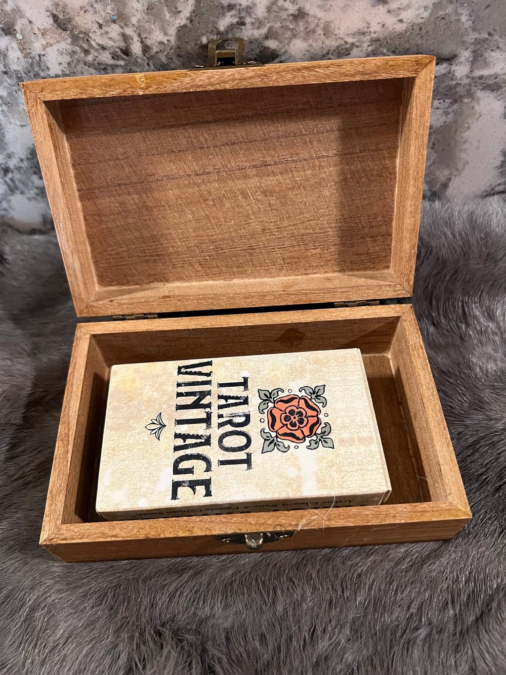Etched Wood Tarot Card Box: Altar Box with Moon Phases