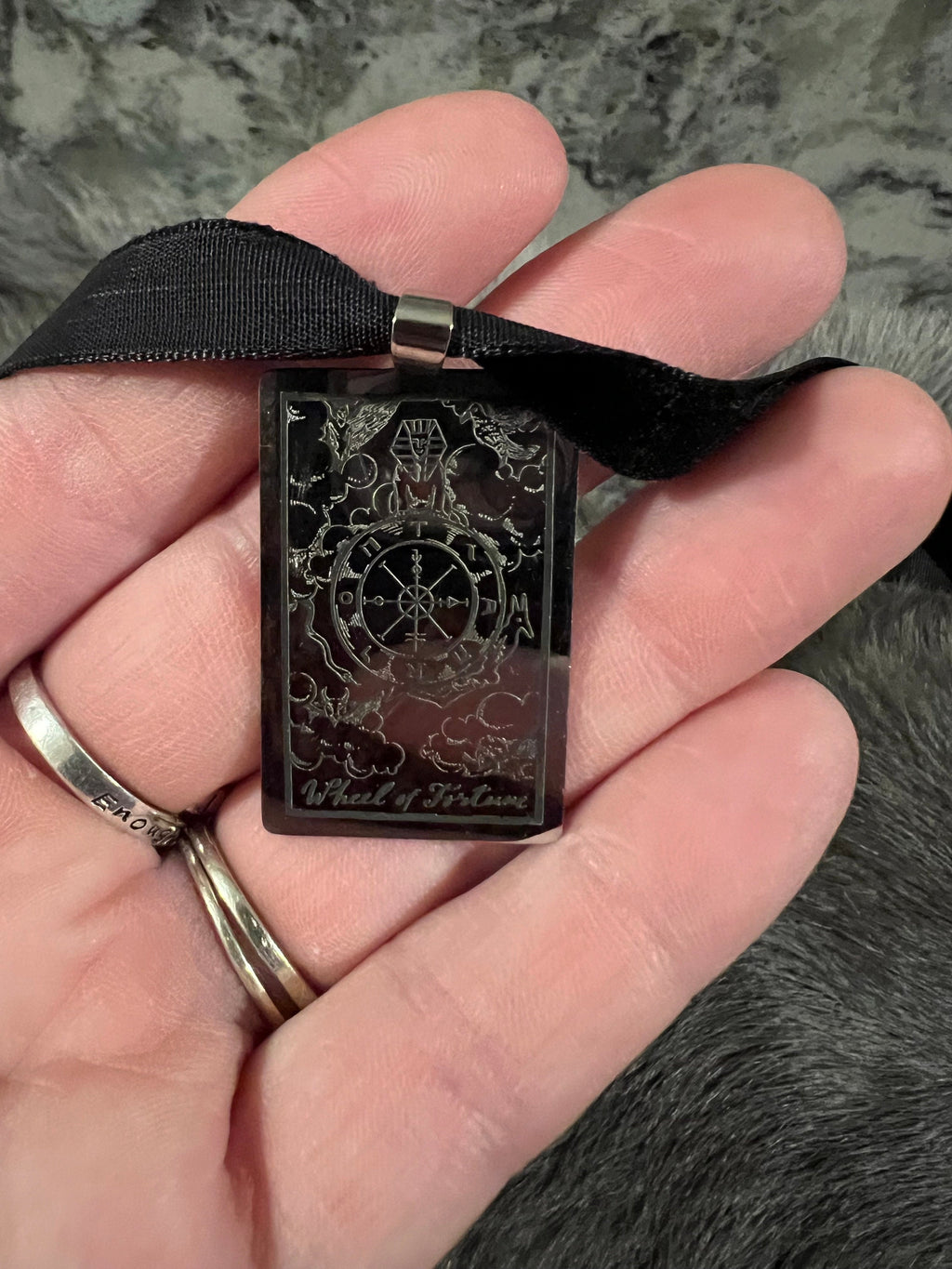 Tarot Card Pendant: Silver Velvet Choker, Witchy Necklace