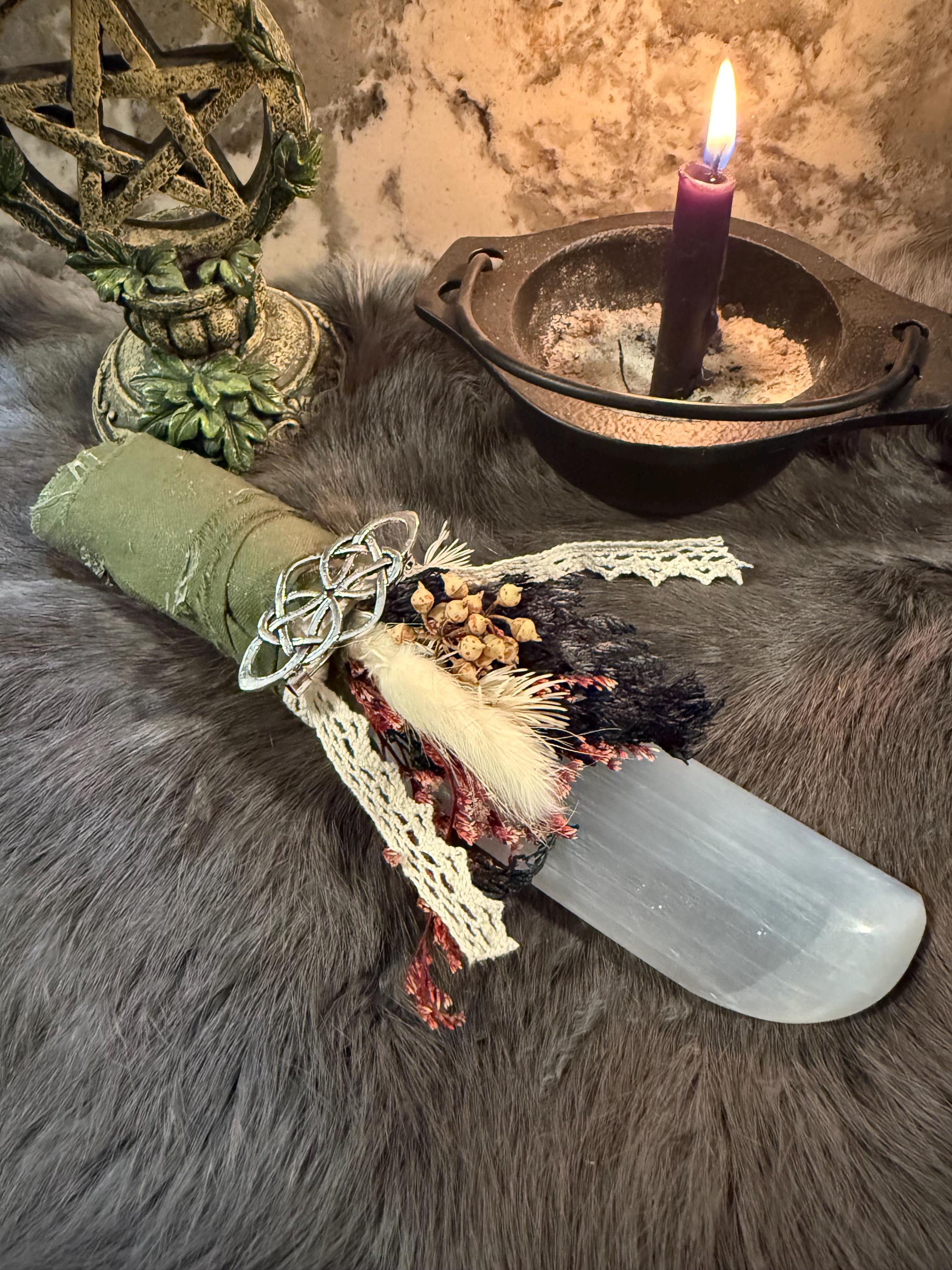 One of a Kind Selenite Altar Athame