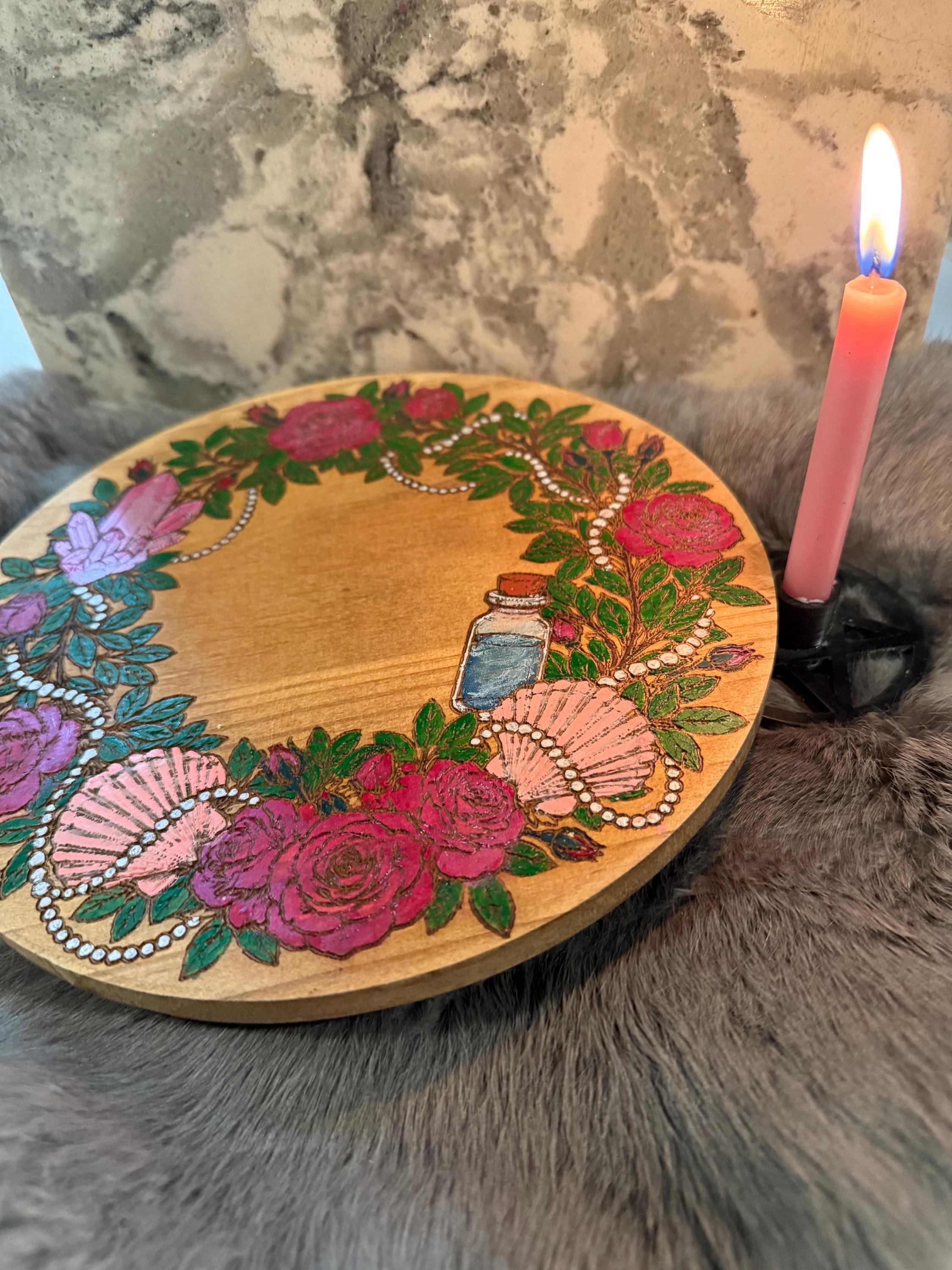 Aphrodite Altar Table – Hand-Painted Wood Dais for Rituals