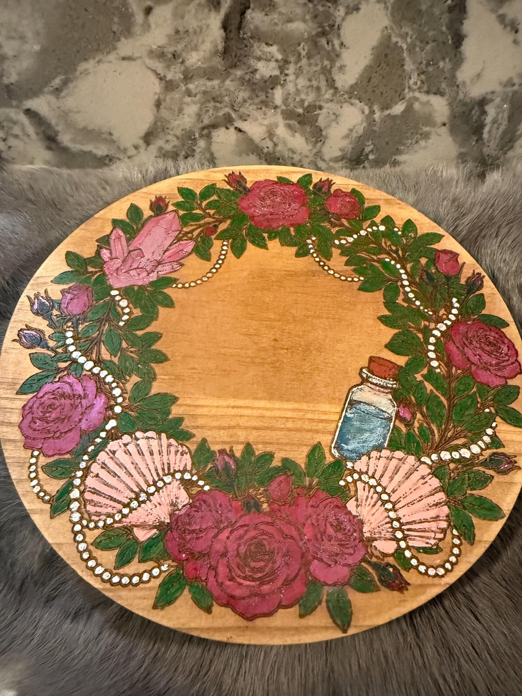 Aphrodite Altar Table – Hand-Painted Wood Dais for Rituals