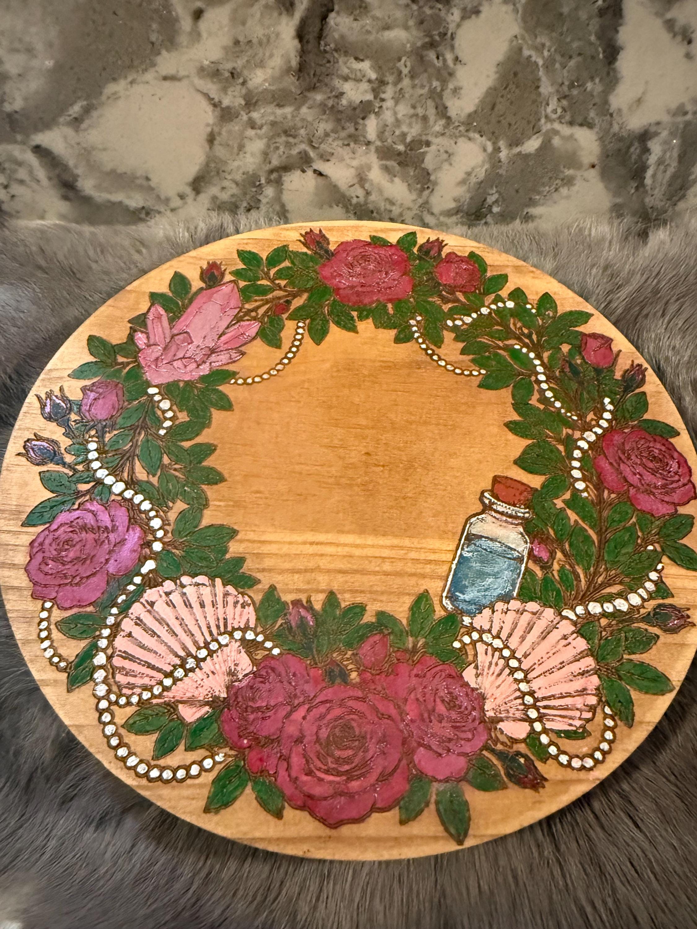 Aphrodite Altar Table – Hand-Painted Wood Dais for Rituals