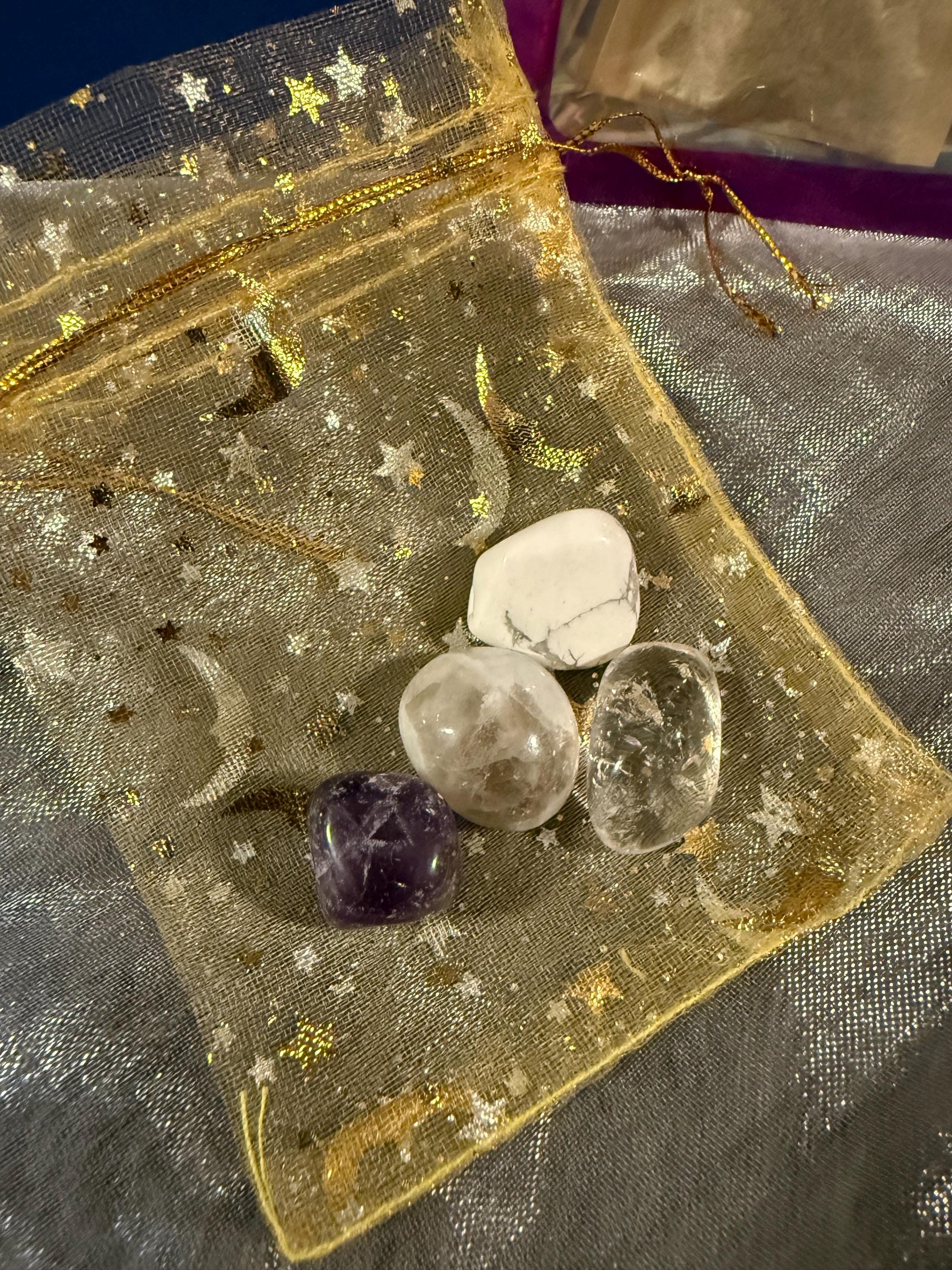 Dream Recall Gift Set: Dream Journal, Dream Recall Tea, Gemstone Tumbles