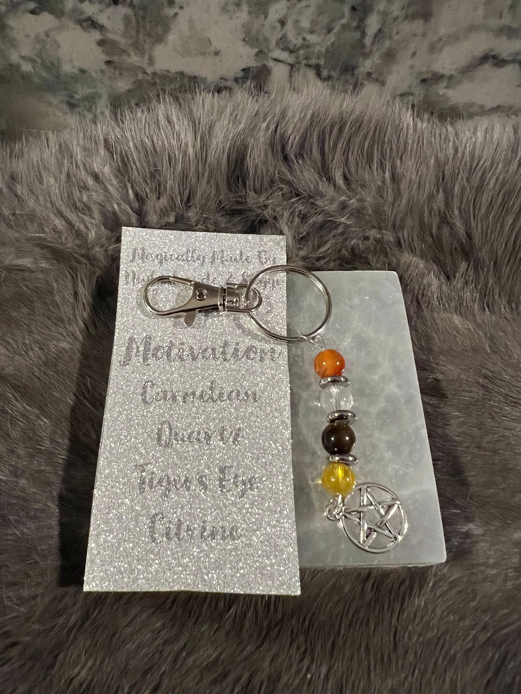 Gemstone Manifestation Keychain: Witchy Intention Charm