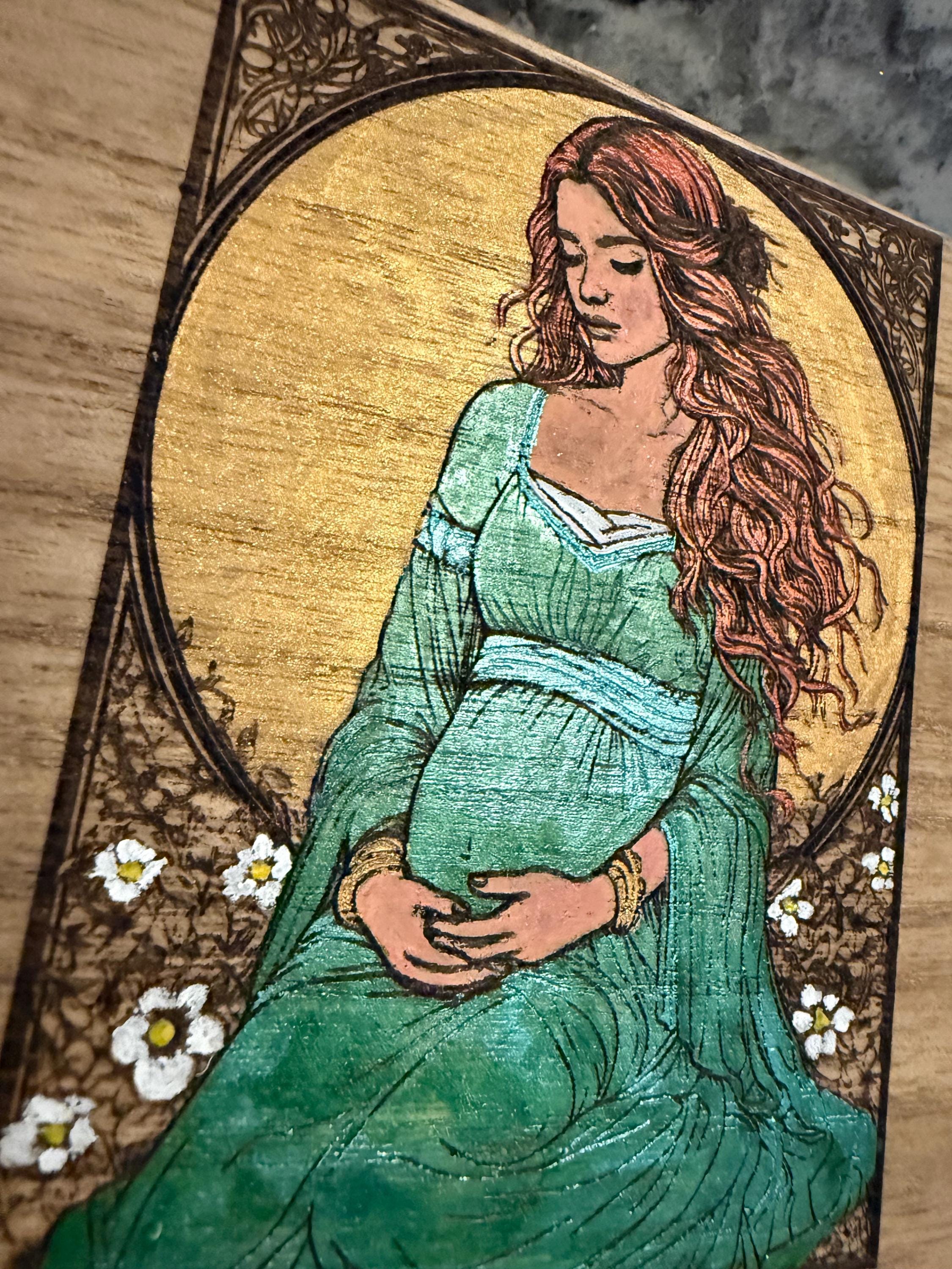 Brighid Altar Box: Handcrafted Celtic Goddess Wood-Burned Altar