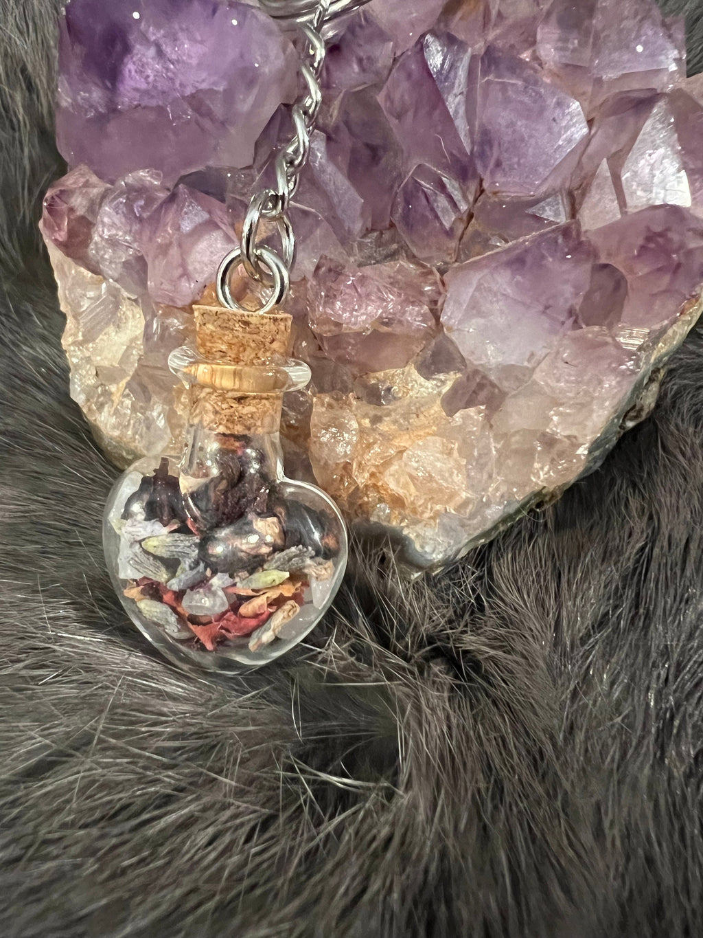 Handcrafted Spell Jar Keychain: Intention Bottle Charm