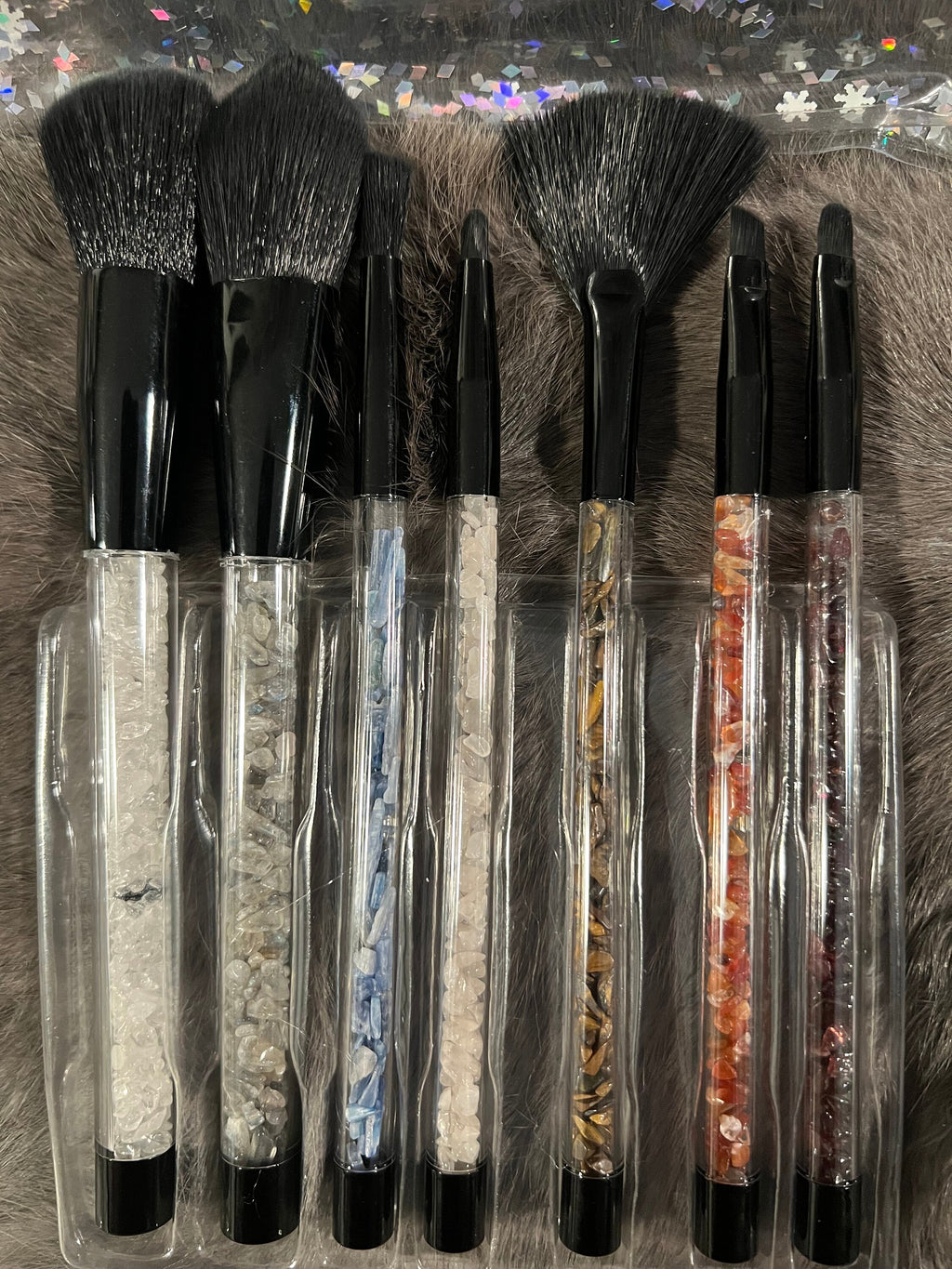 Gemstone Makeup Brush Set: Chakra Crystal Brushes, Witchy Gift