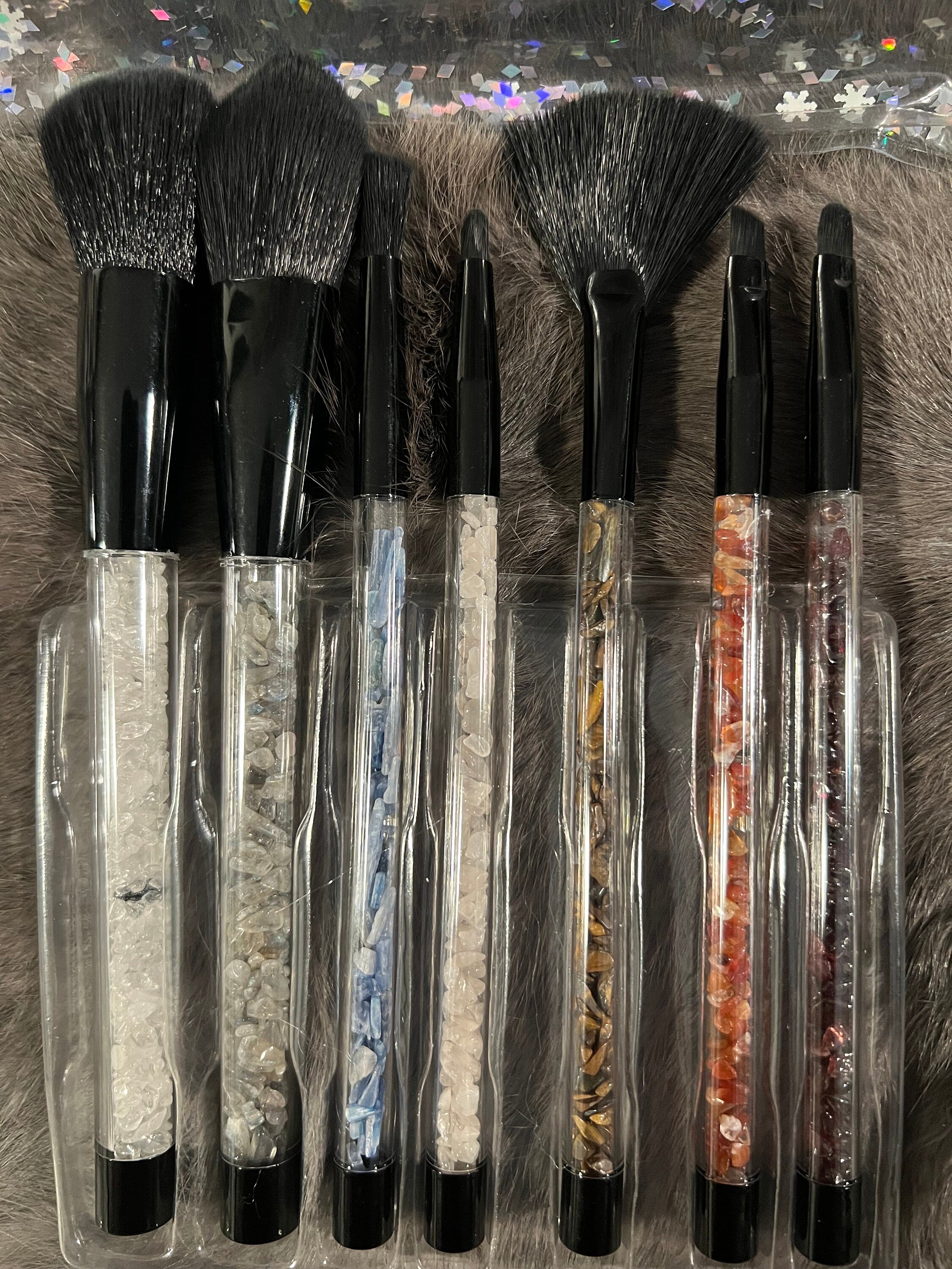 Gemstone Makeup Brush Set: Chakra Crystal Brushes, Witchy Gift