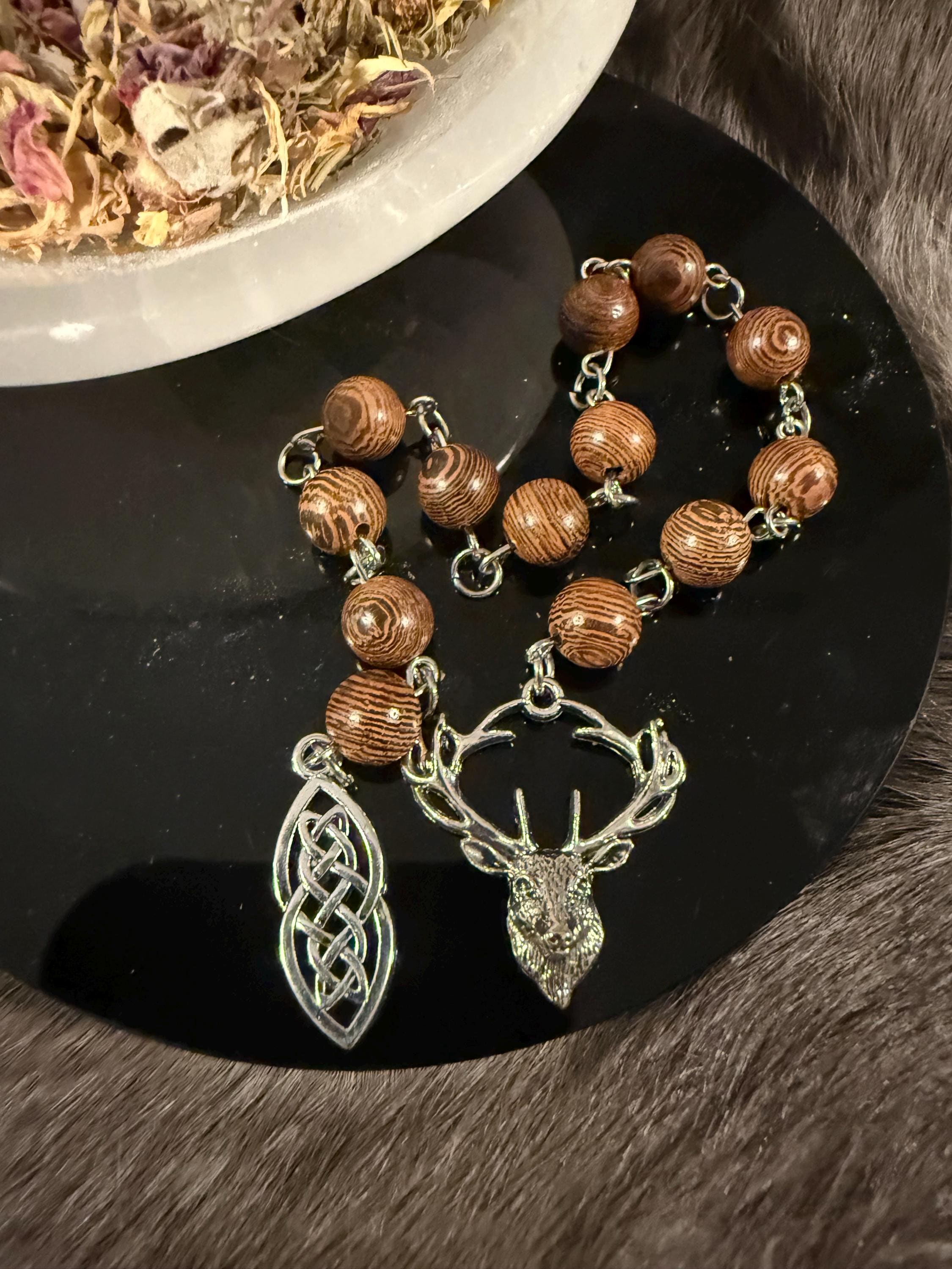 Cernunnos Diety Prayer Beads: Simple One Of A Kind Diety Prayer Bead Set