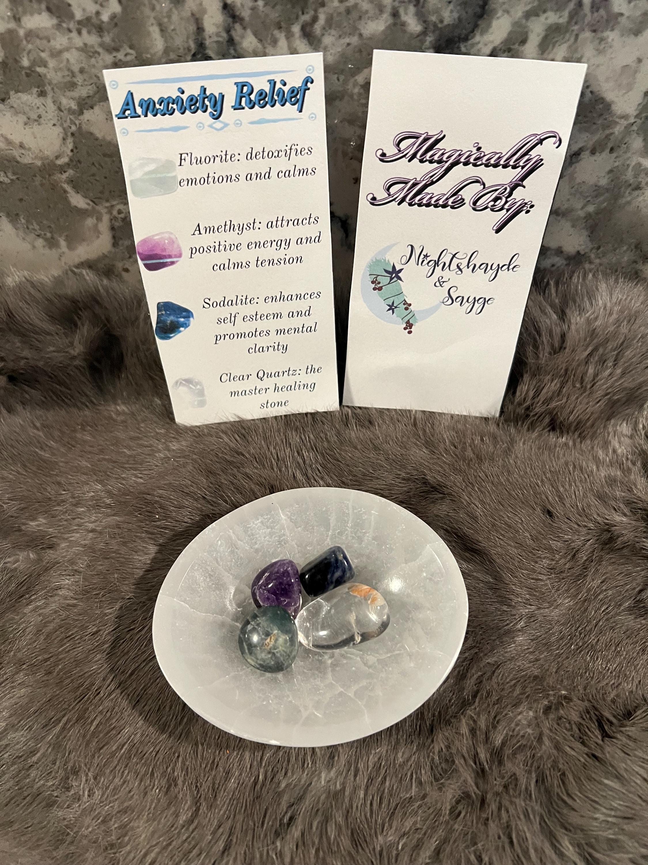Anxiety Relief Gemstone Kit: Tumbled Amethyst, Sodalite, Quartz & Fluorite