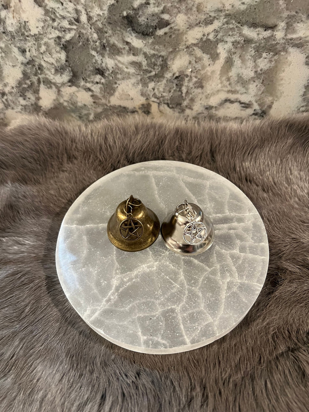 Large Altar Bell with Pentacle Charm - Witchcraft Tool