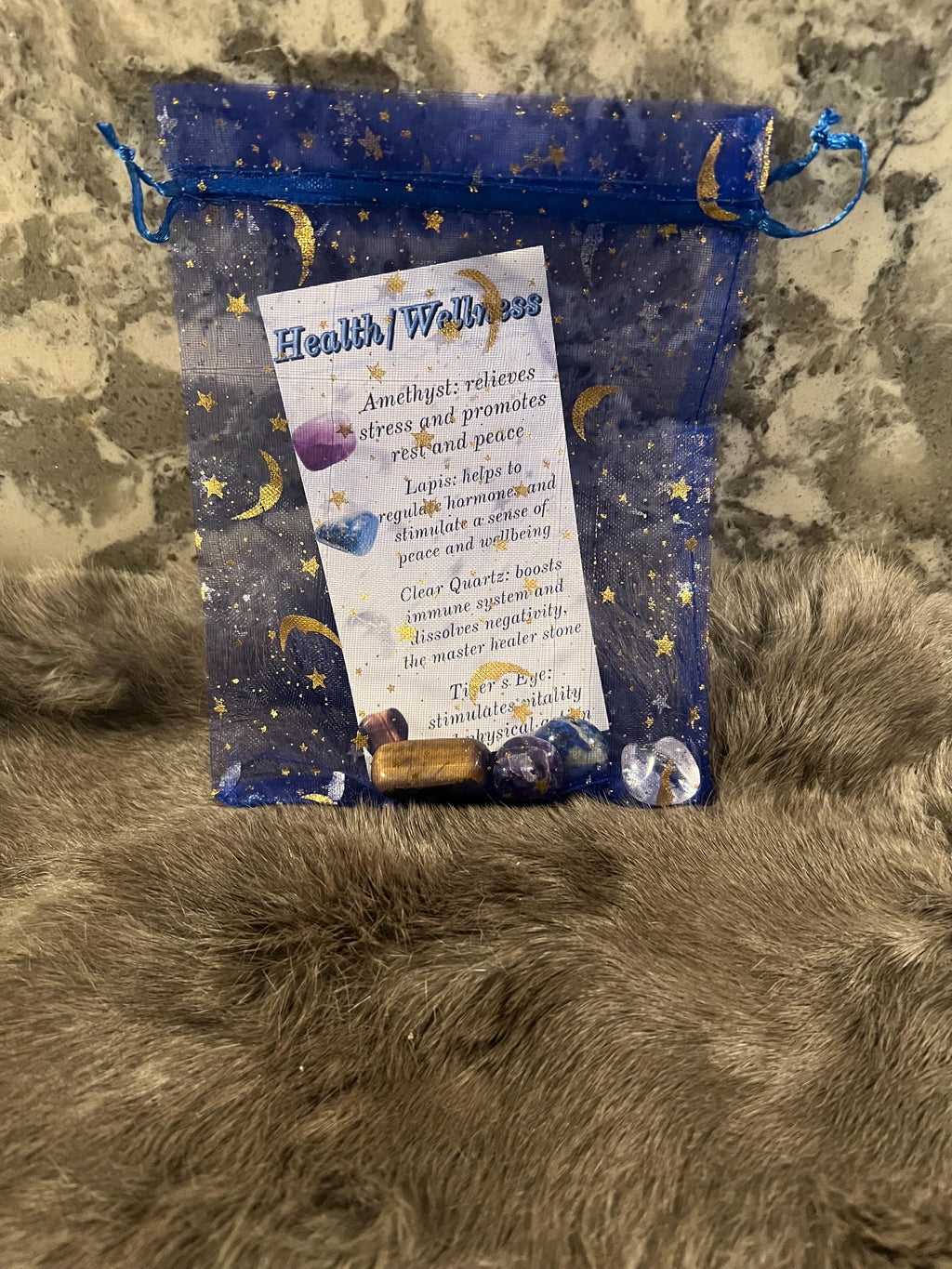 Health & Wellness Gemstone Kit: Tumbled Amethyst, Lapis, Quartz, Tiger's Eye