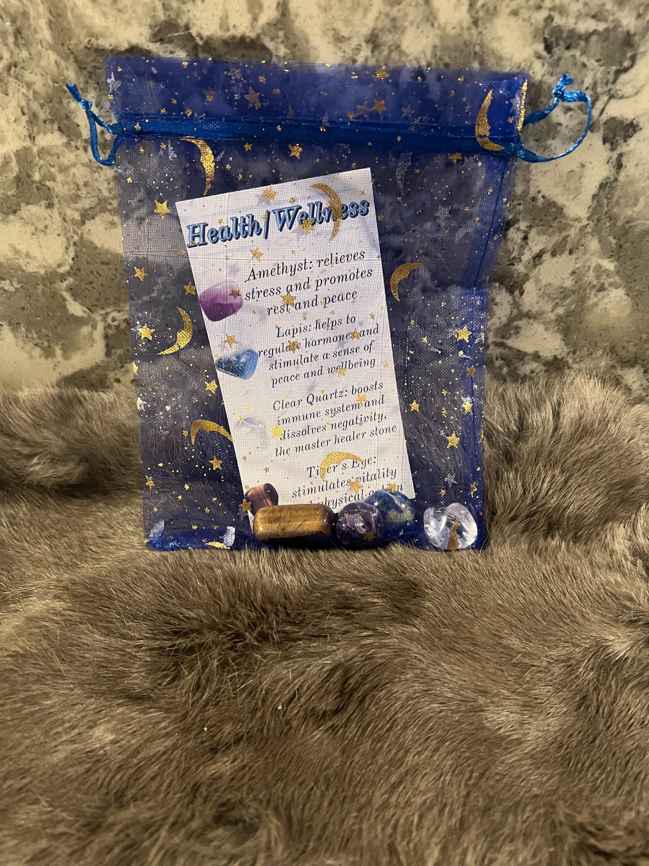 Health & Wellness Gemstone Kit: Tumbled Amethyst, Lapis, Quartz, Tiger's Eye