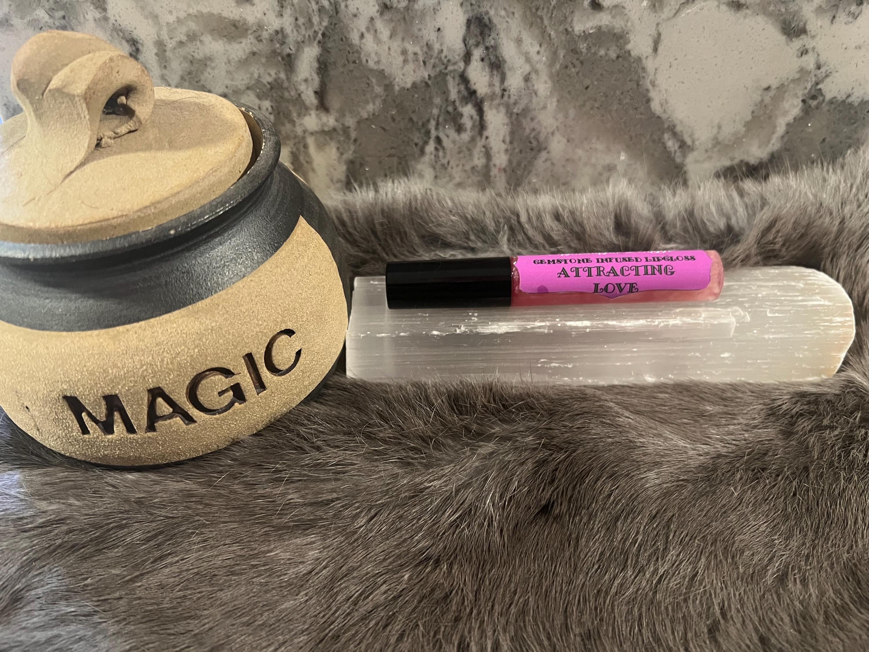 Gemstone Infused Lip Gloss: Vegan Crystal Healing, Attracting Love